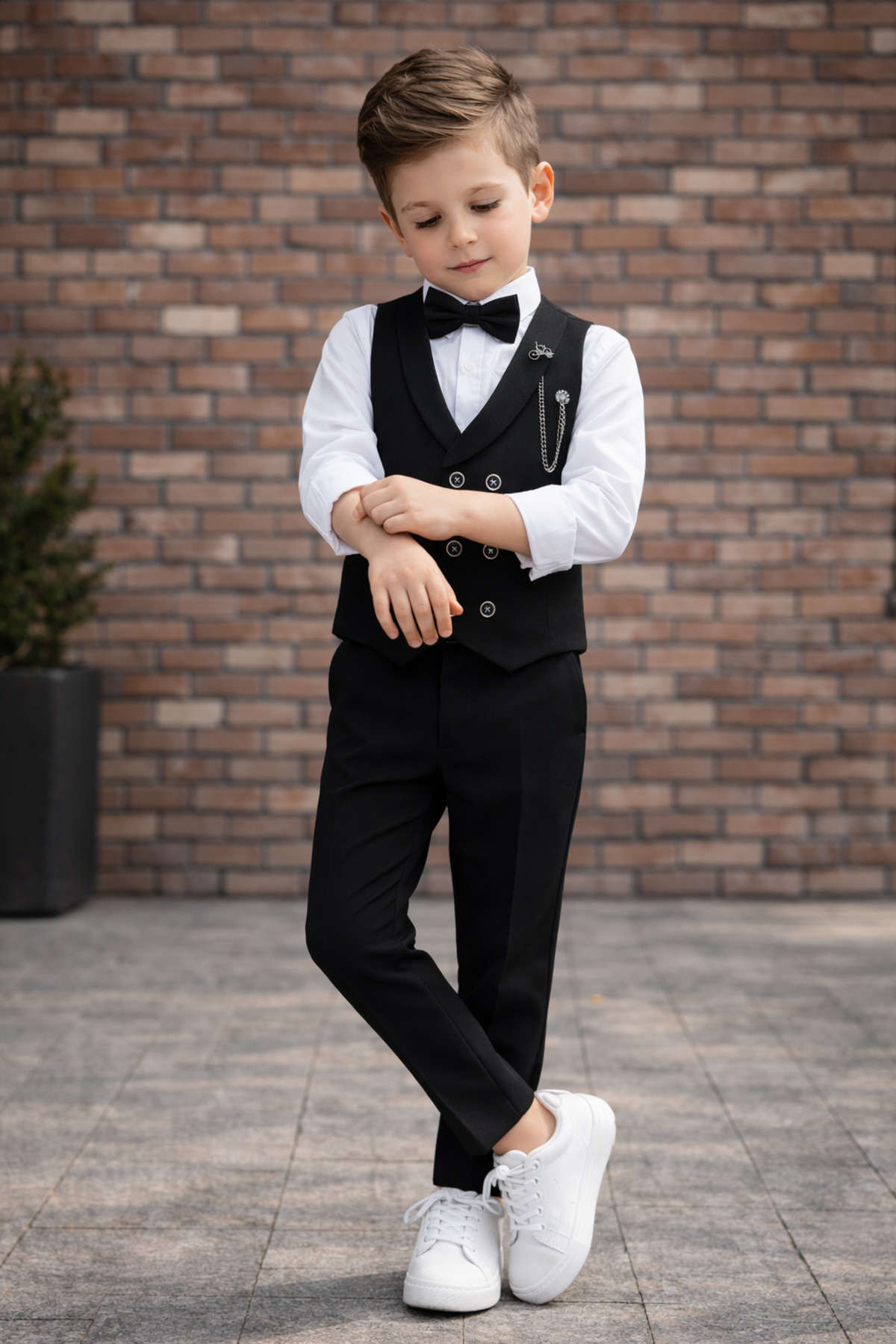 HAYTA Çocuk Yelek Takım Gömlekli Set 0-1yaş - 14yaş Silver siyah fotoğrafı 6 (önizleme)