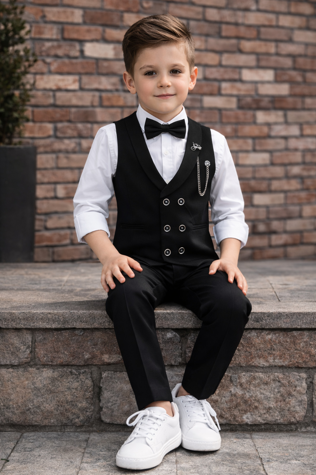 HAYTA Çocuk Yelek Takım Gömlekli Set 0-1yaş - 14yaş Silver siyah fotoğrafı 4 (önizleme)