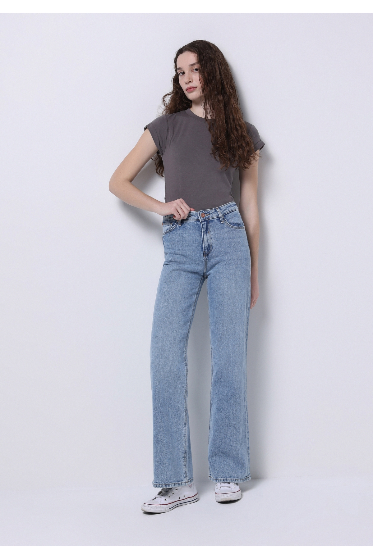 Colin’s  Regular Fit Yüksek Bel Geniş Paça Kadın İndigo Jean Pantolon - Görsel 2