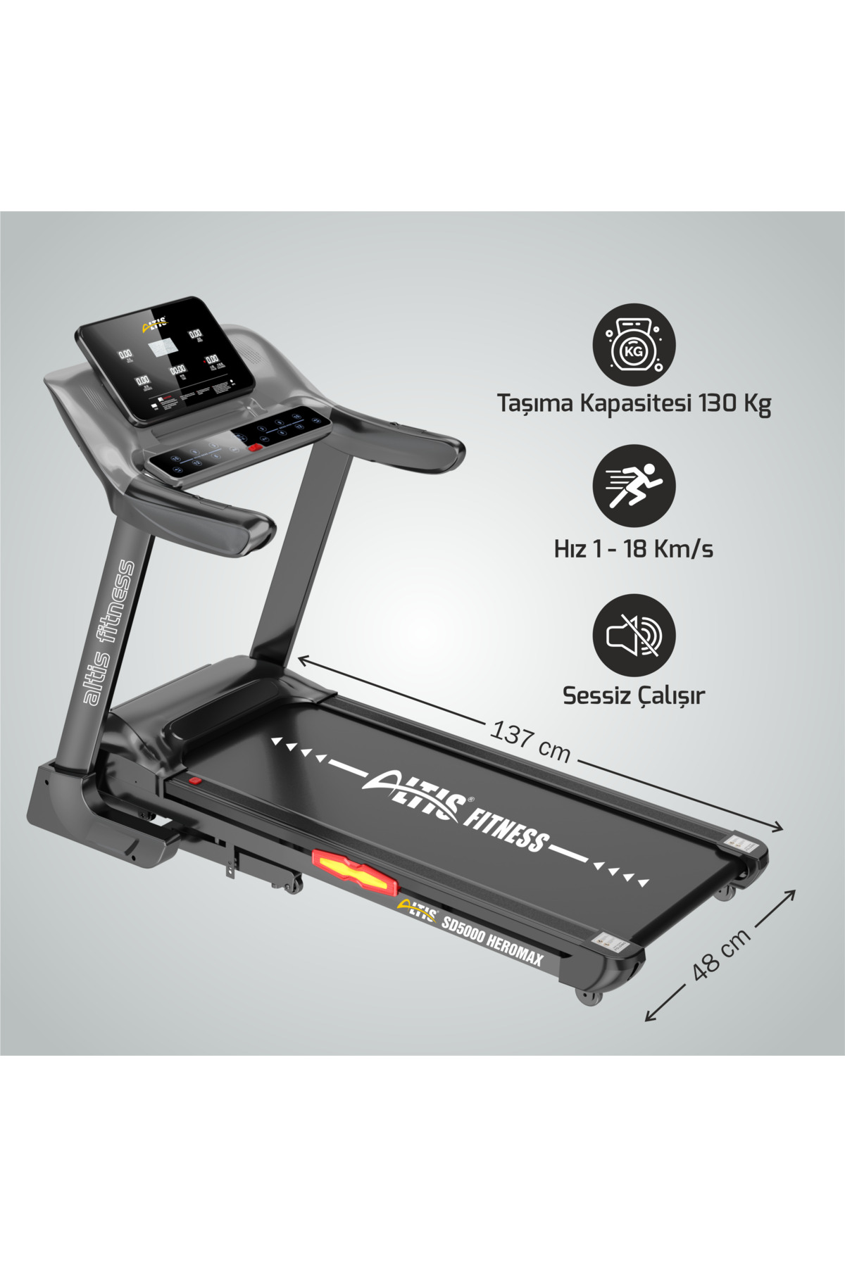 ALTIS SD5000 Heromax Otomatik Eğimli Koşu Bandı & 4HP & 48X137CM