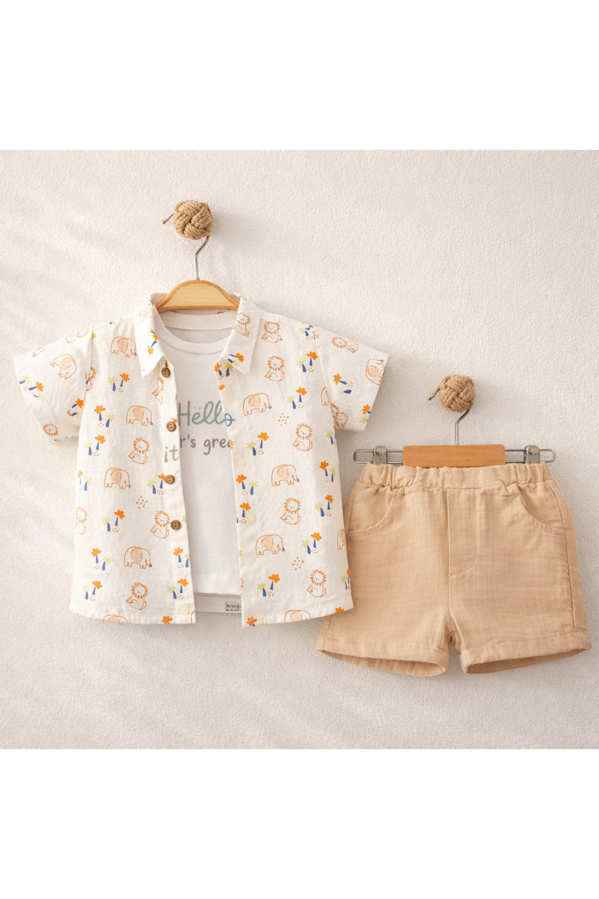 MYZİ STORE %100 Pamuk Müslin Animal Desenli 3'lü Bebek Takımı Tulumu – Terletmez, Cilt Dostu, Günlük Kullanım fotoğrafı 2 (önizleme)