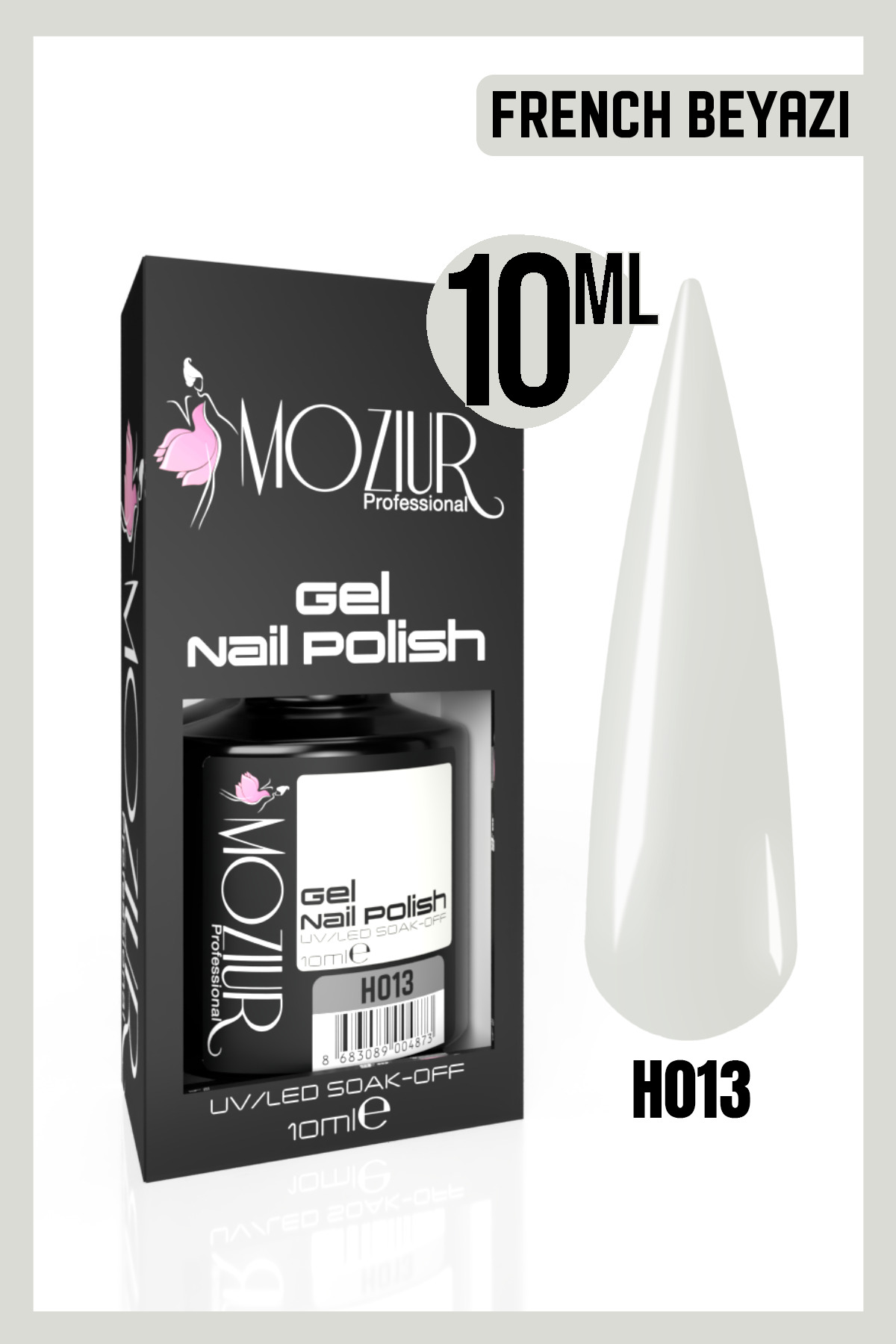 MOZIUR Kalıcı Oje Uv Led H013 FRENCH RK BEYAZI (ANA RENKLER) 10ml — سفید 8683089004750
