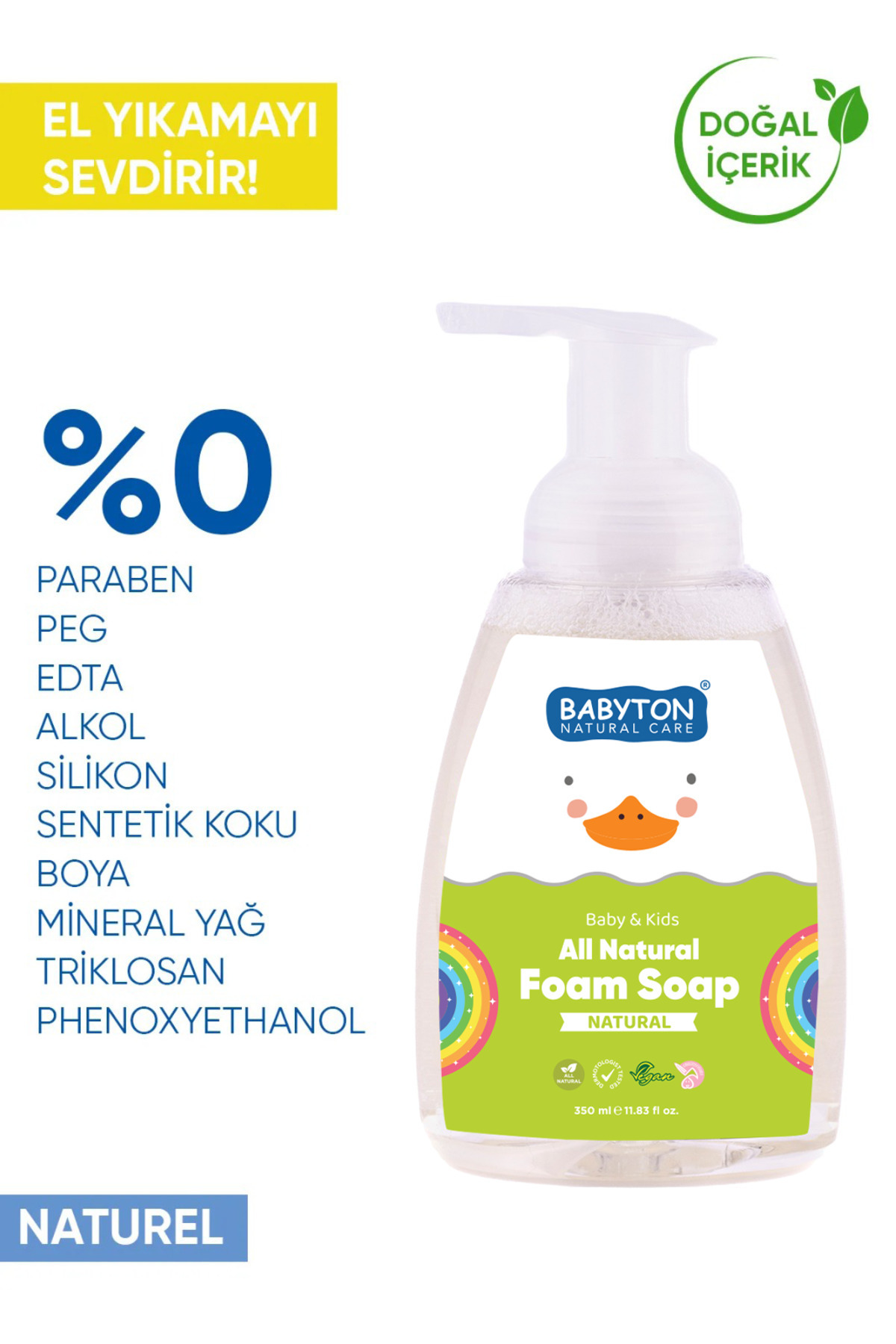 BABYTON Doğal Aromasız Köpük Sabun 3'lü Set 350 ml fotoğrafı 2 (önizleme)