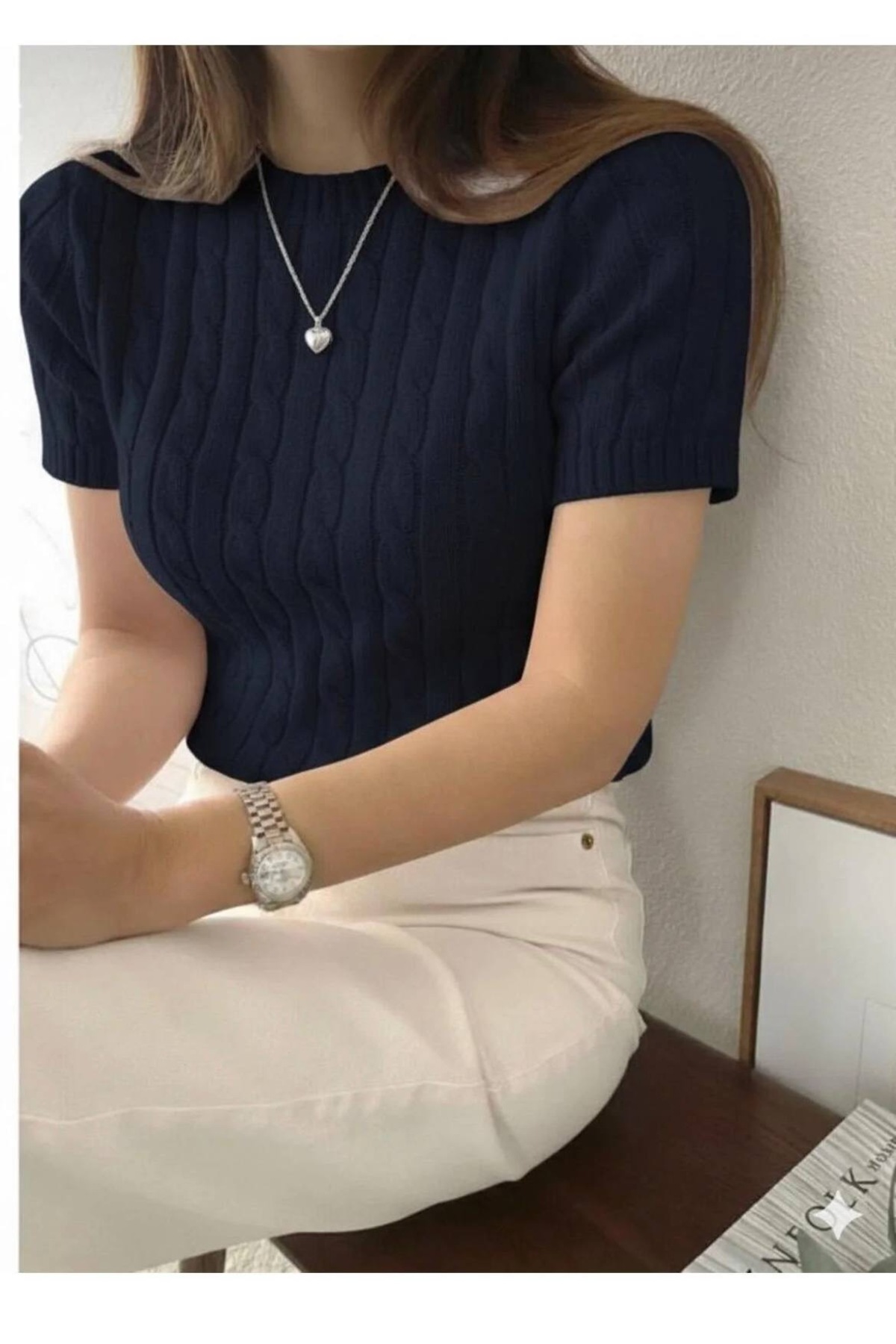 meday Clothing  Kadın Kısa Kollu Triko Bluz