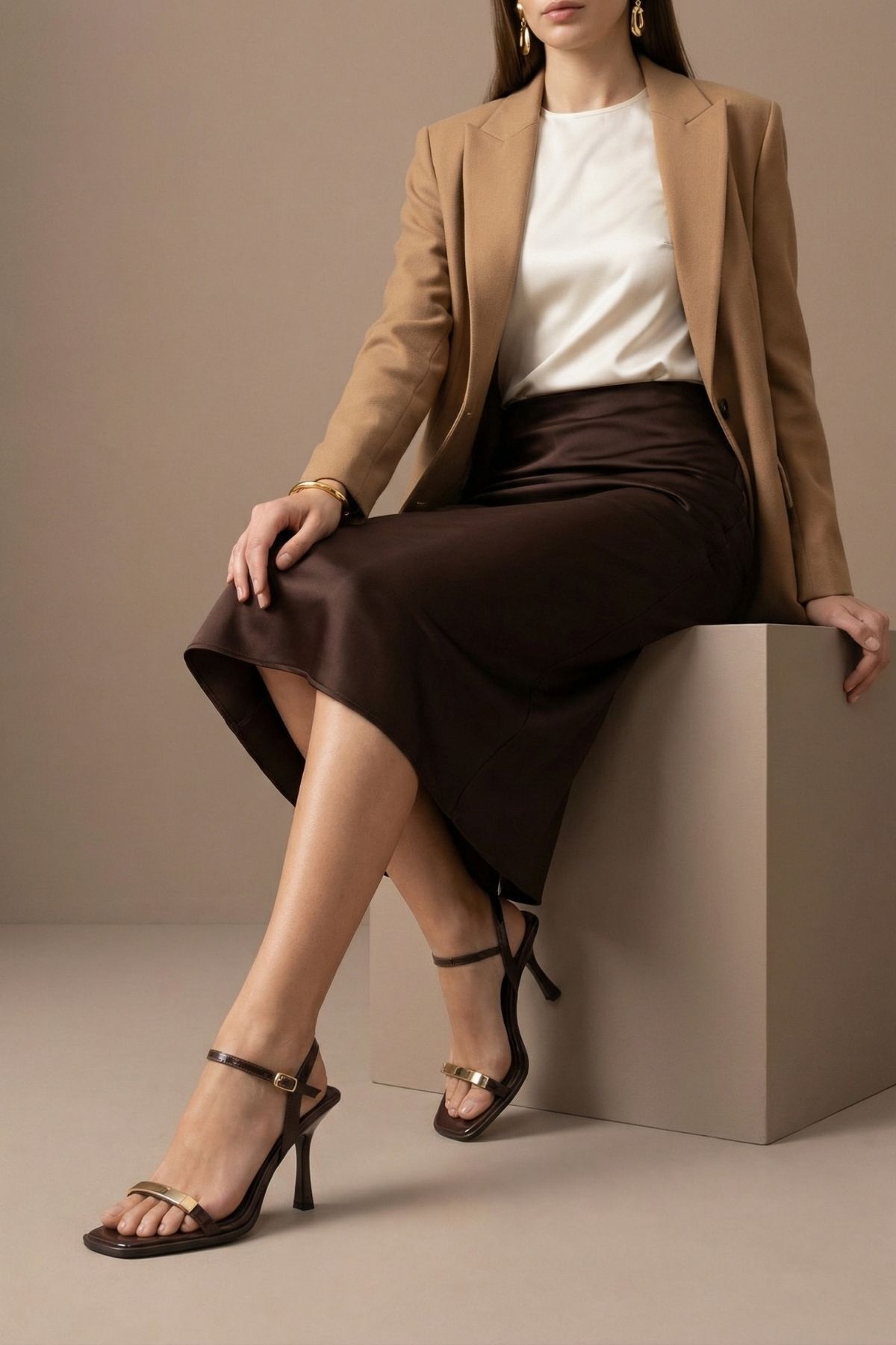 Capone Outfitters  Reggi Küt Burunlu Metal Tek Bantlı Orta Topuklu Bilekten Bantlı Kadın Ayakkabı - Görsel 2