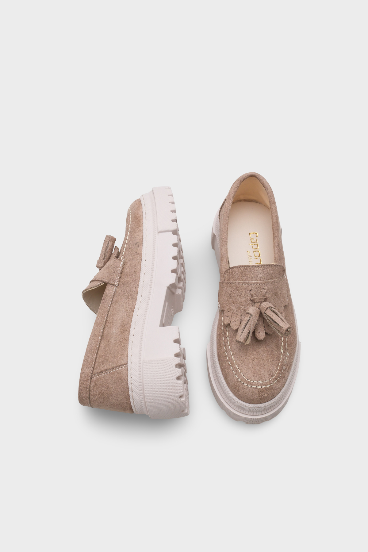Capone Outfitters  Ashlee Oval Burunlu Püsküllü Trak Tabanlı Süet Kadın Loafer - Görsel 8