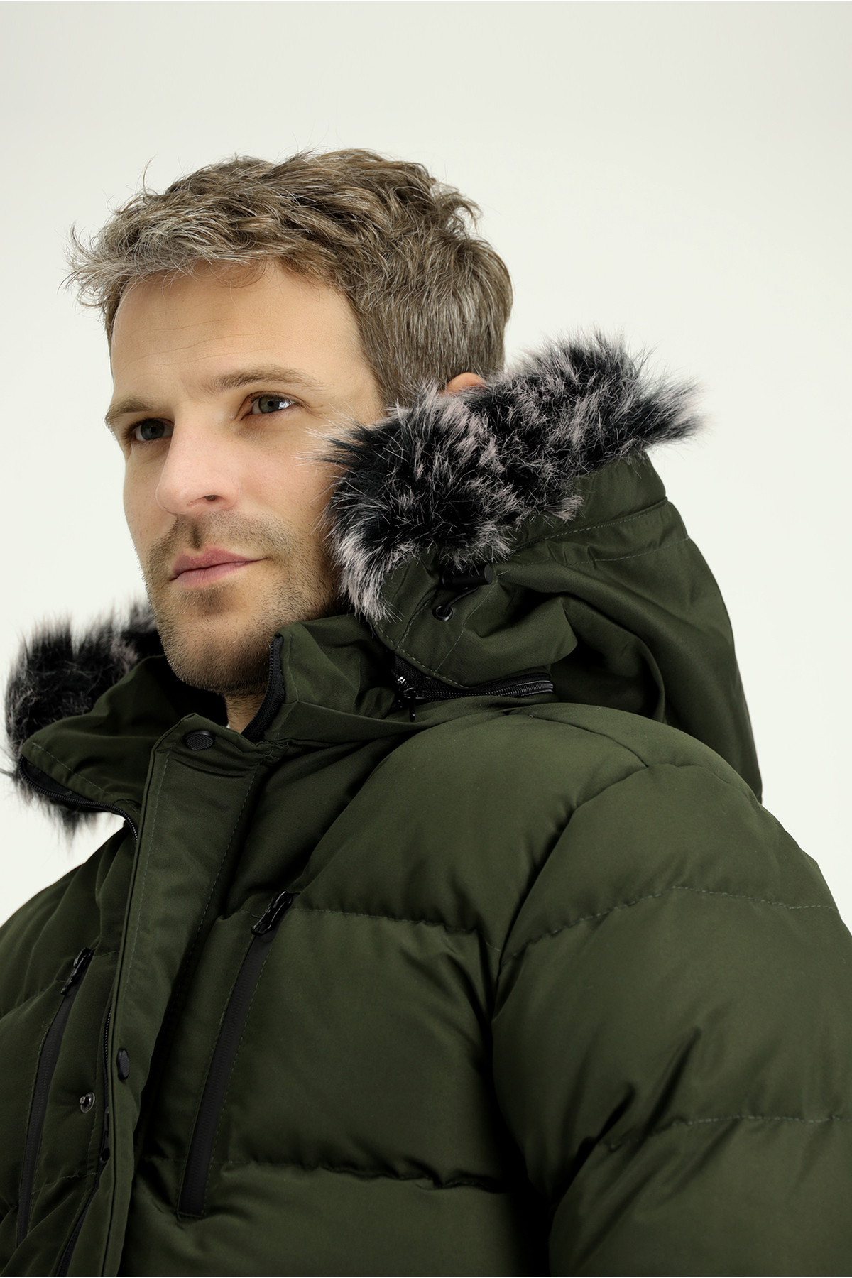 Kiğılı  Kürklü Kapüşonlu Spor Şişme Kaban - Görsel 6