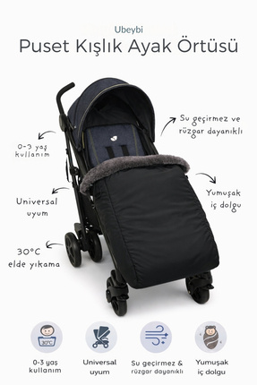 ubeybi Universal Puset Kışlık Ayak Örtüsü - Su Geçirmez Rüzgar Dayanıklı Bebe...