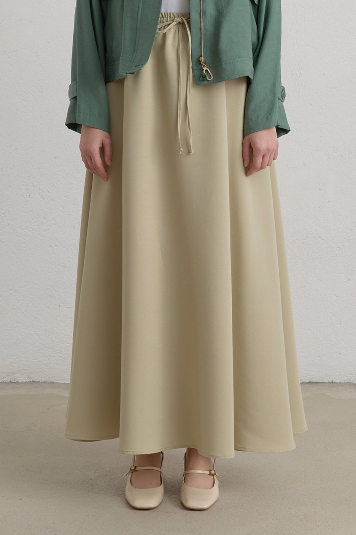 Nihan Beli Lastikli Tencel Etek Kekik görsel 2