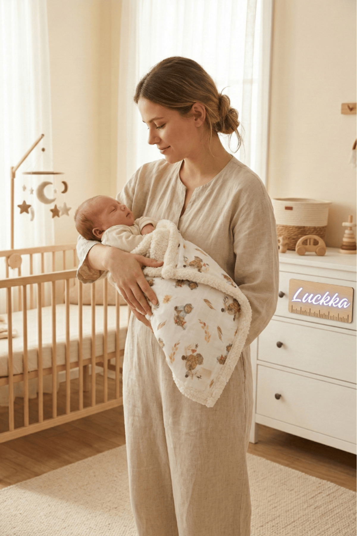 LUCKKA Puffy Bebek Battaniyesi 70x100 cm Koyun Tüylü Müslin Battaniye - ZTPUF00 fotoğrafı 6 (önizleme)