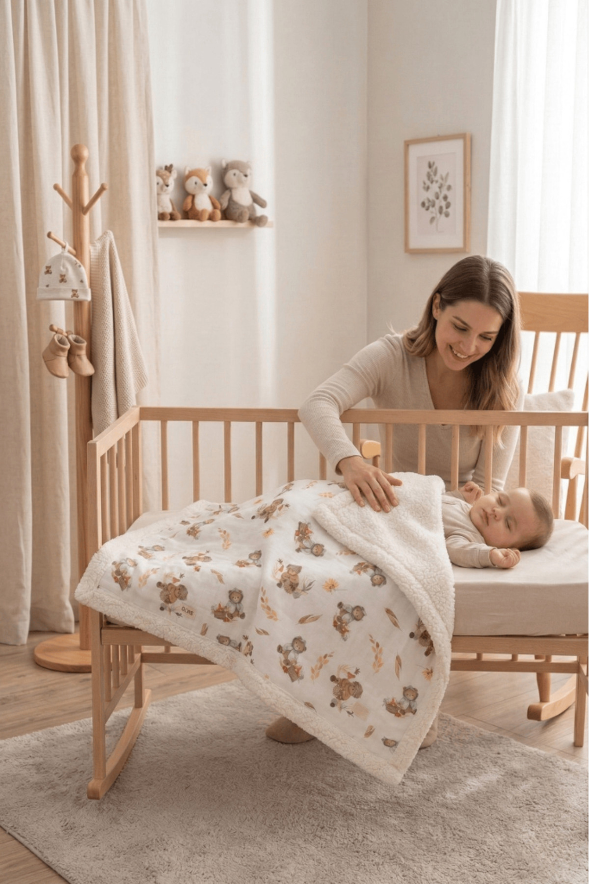 LUCKKA Puffy Bebek Battaniyesi 70x100 cm Koyun Tüylü Müslin Battaniye - ZTPUF00 fotoğrafı 4 (önizleme)