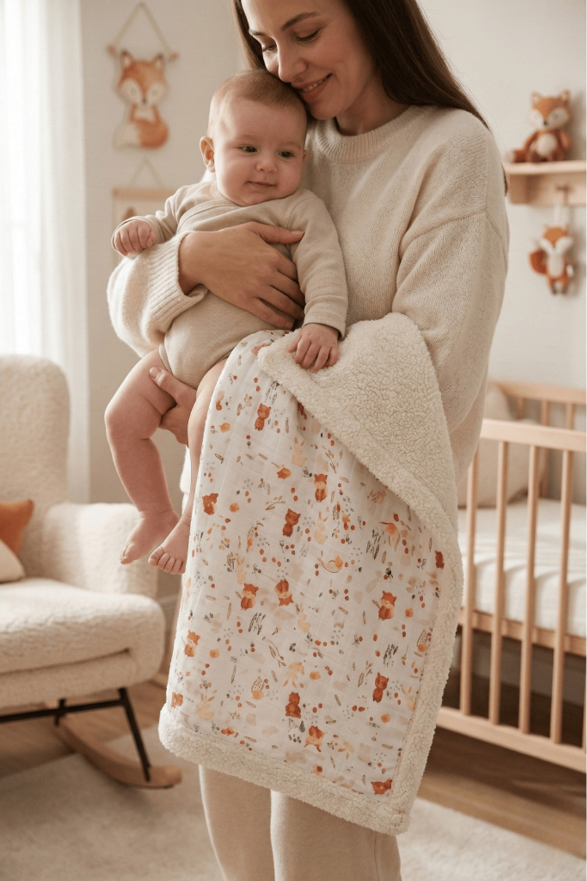 LUCKKA Puffy Bebek Battaniyesi 70x100 cm Koyun Tüylü Müslin Battaniye - ZTPUF00 fotoğrafı 5 (önizleme)