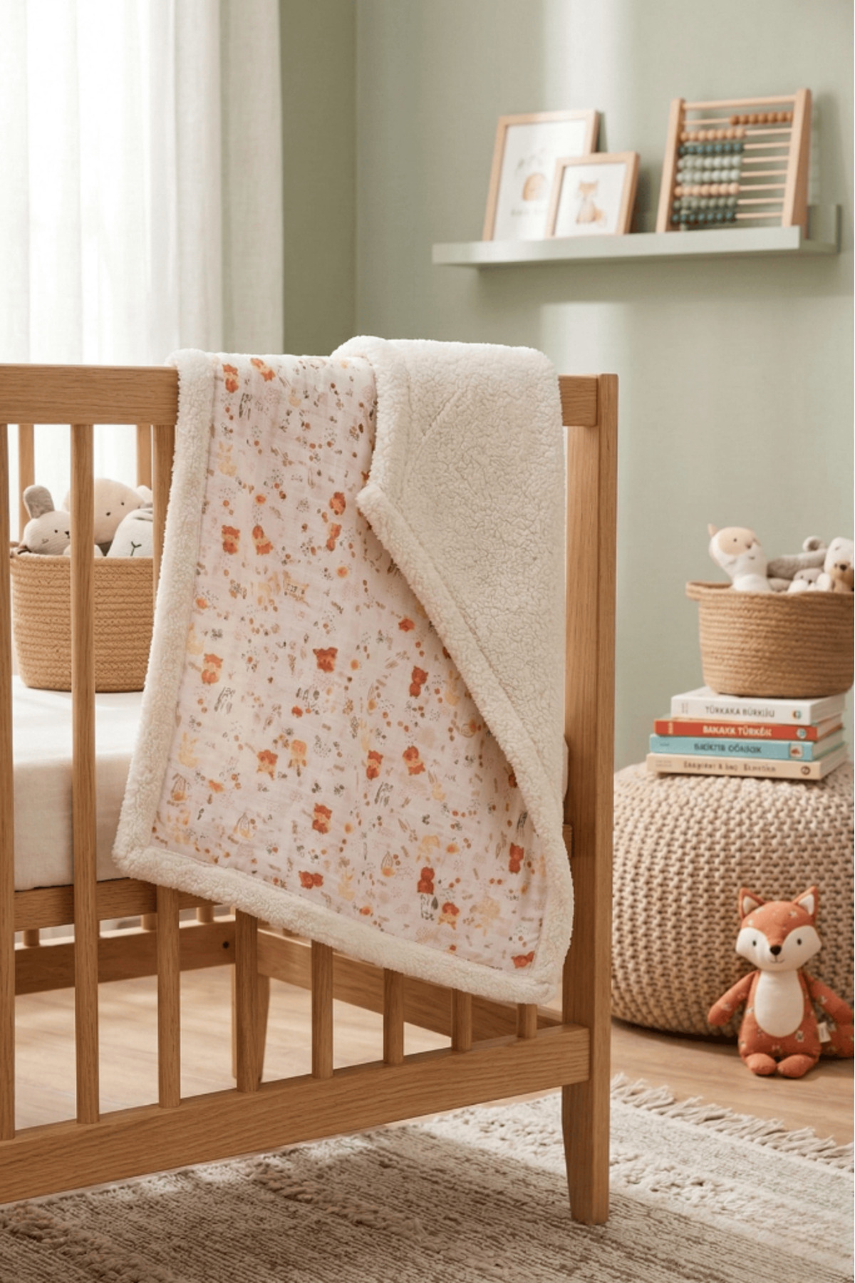 LUCKKA Puffy Bebek Battaniyesi 70x100 cm Koyun Tüylü Müslin Battaniye - ZTPUF00 fotoğrafı 6 (önizleme)