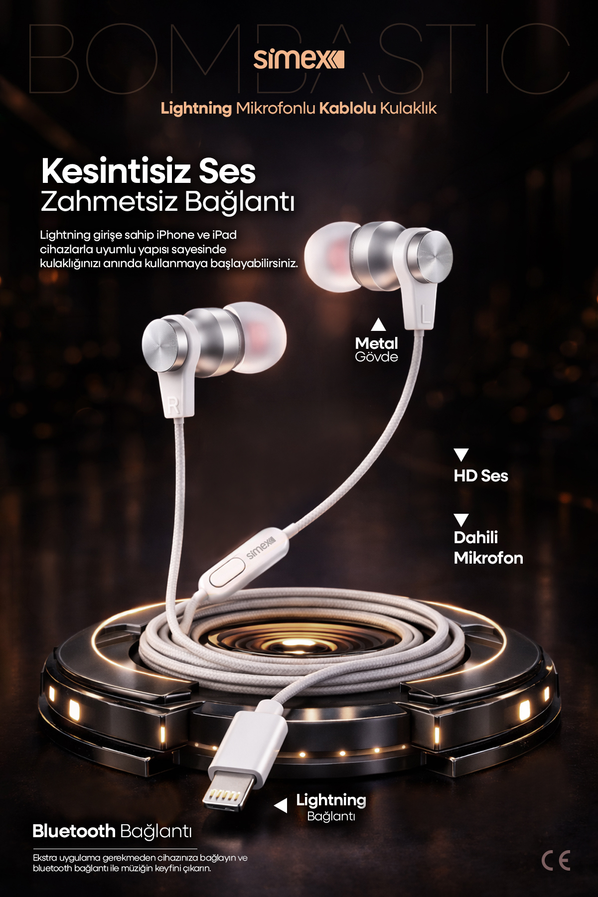 Iphone X-11-12-13-14 Series Compatible Bluetooth Connected Iphone Wired Headset with Microphone SPD-04