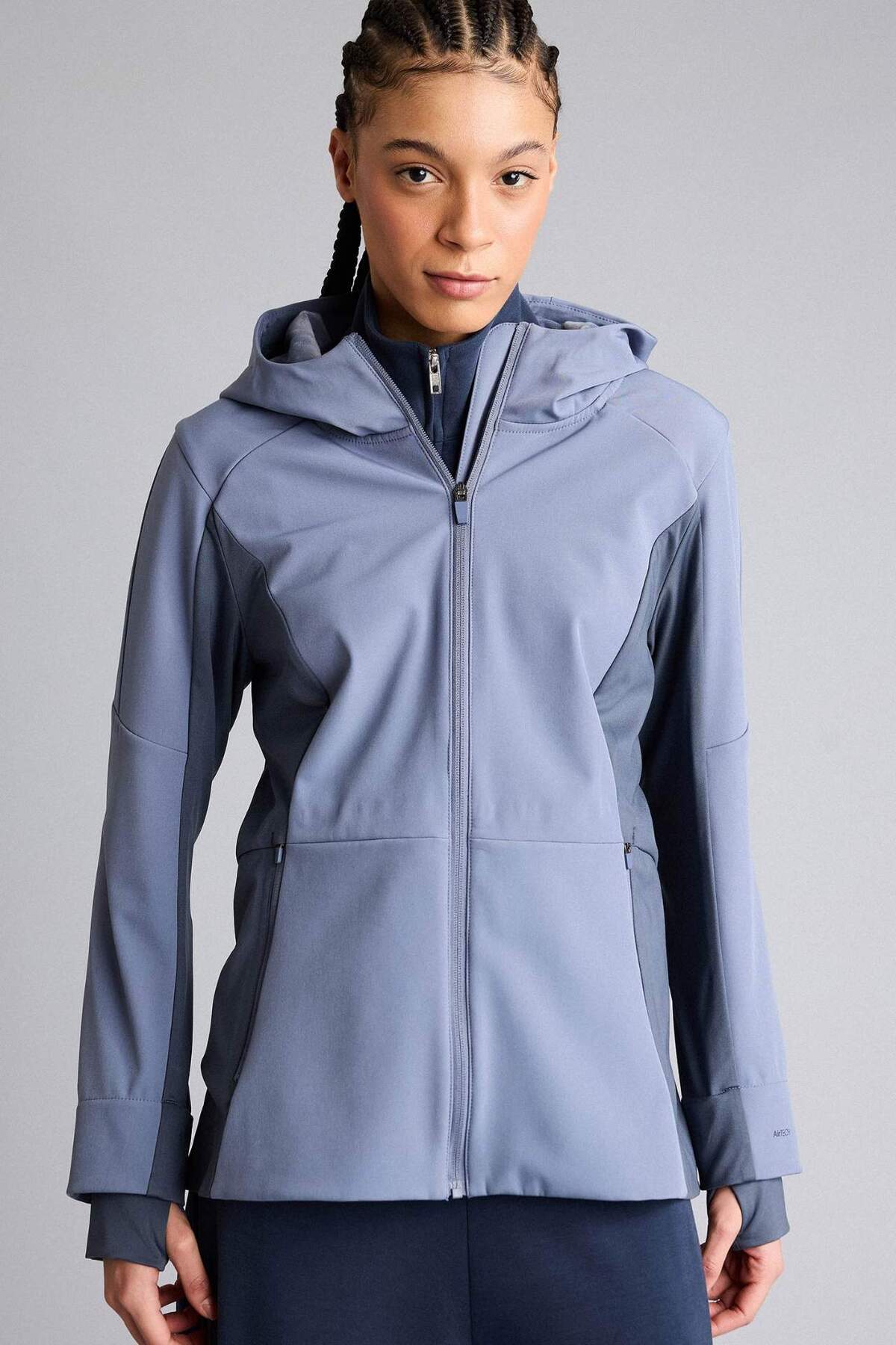 Defacto  Su İtici Slım Fıt Kapüşonlu Fermuarlı Softshell Mont G0237AX26SP