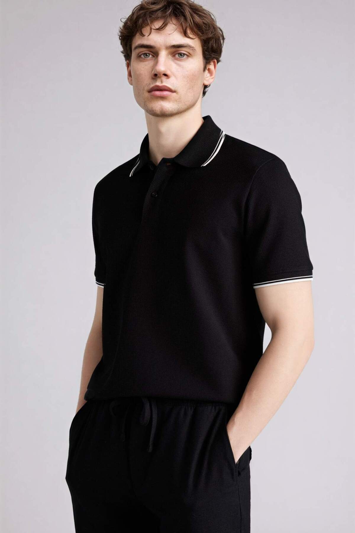 Defacto Regular Fit Waffle Short Sleeve Polo T-Shirt D7932Ax26Sp