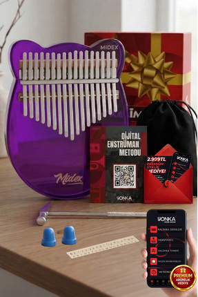 Midex KLX-660 Mor Renk Cam Kalimba 17 Tuşlu Full Set