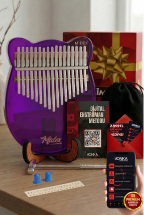 Midex KLX-660-PAK Mor Renk Cam Kalimba 17 Tuşlu Full Set