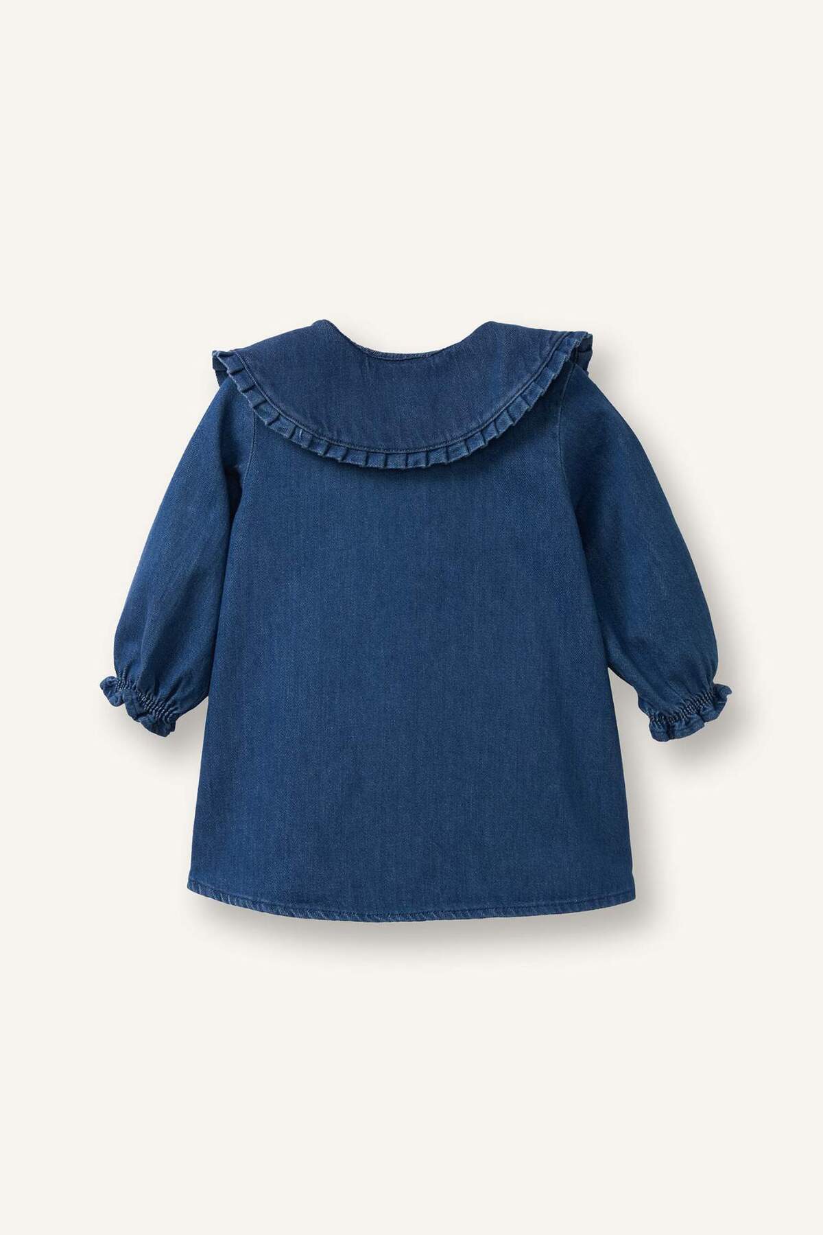 Defacto Uzun Kollu Pamuklu Elbise Kız Bebek G8906A526SM fotoğrafı 3 (önizleme)