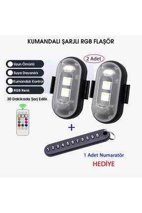 babikamium Kumandalı Şarjlı Çift RGB Led Flaşör