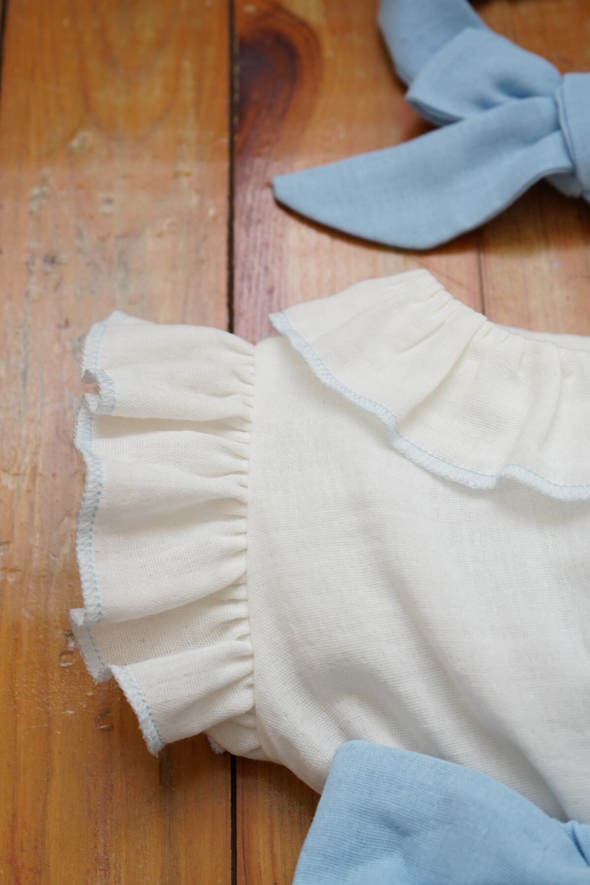 ipek atlas Kız Bebek Müslin Bandanalı Fırfırlı Çocuk Elbisesi fotoğrafı 3 (önizleme)