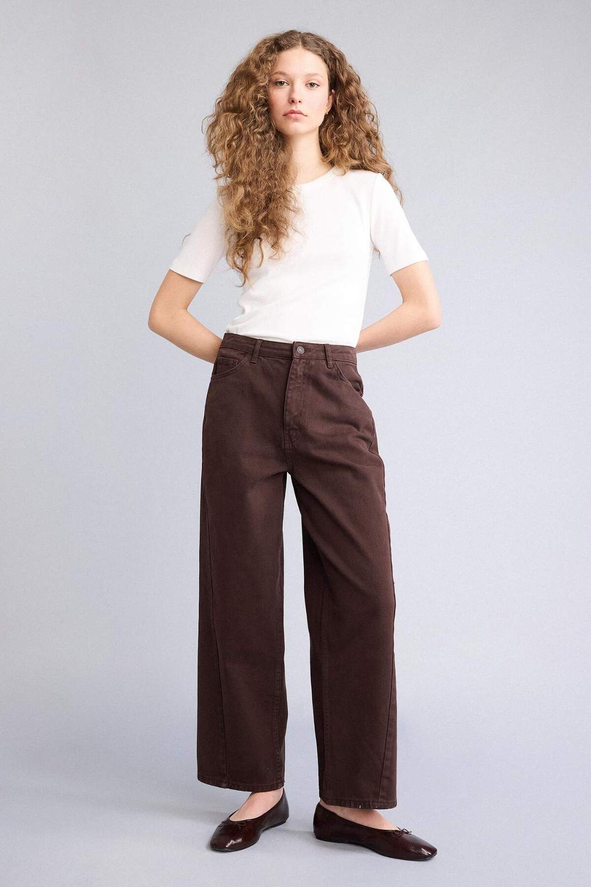 DeFacto %100 Pamuk Baggy Fıt Normal Bel Gabardin Pantolon G9893AX26SP