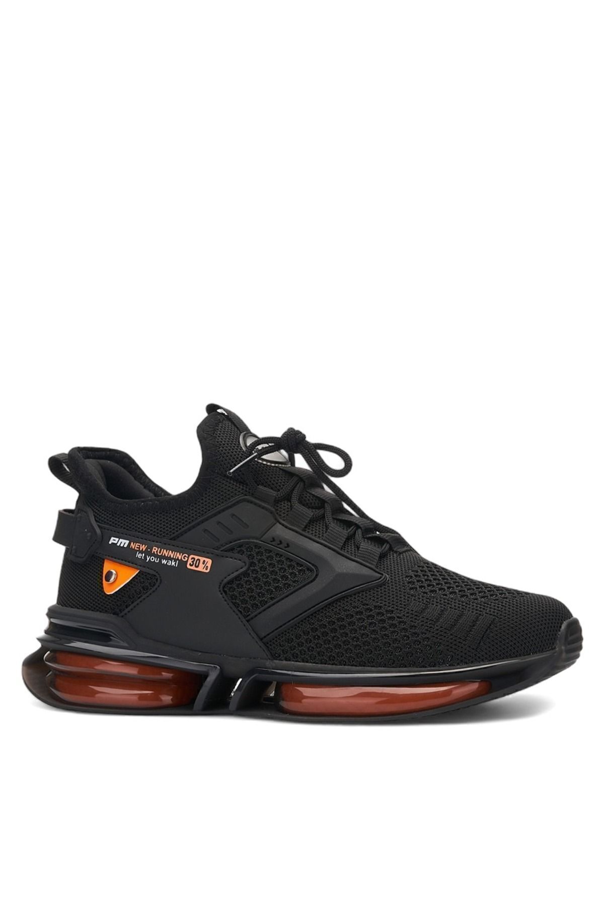 Men's Black Sneaker Sports Shoes Balloon Sole Knitwear Orthopedic-047
