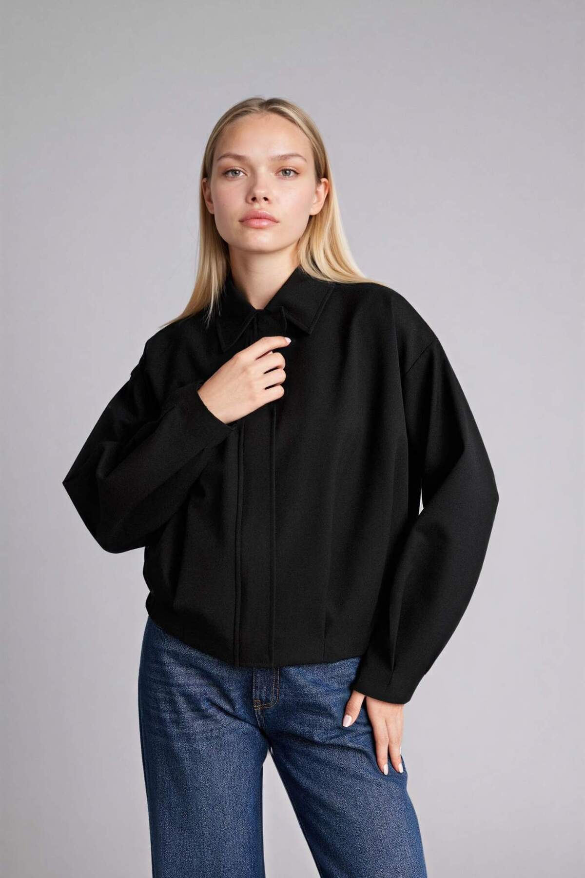 Defacto  Gömlek Yaka Blazer Ceket H0677AX26SP - Görsel 3