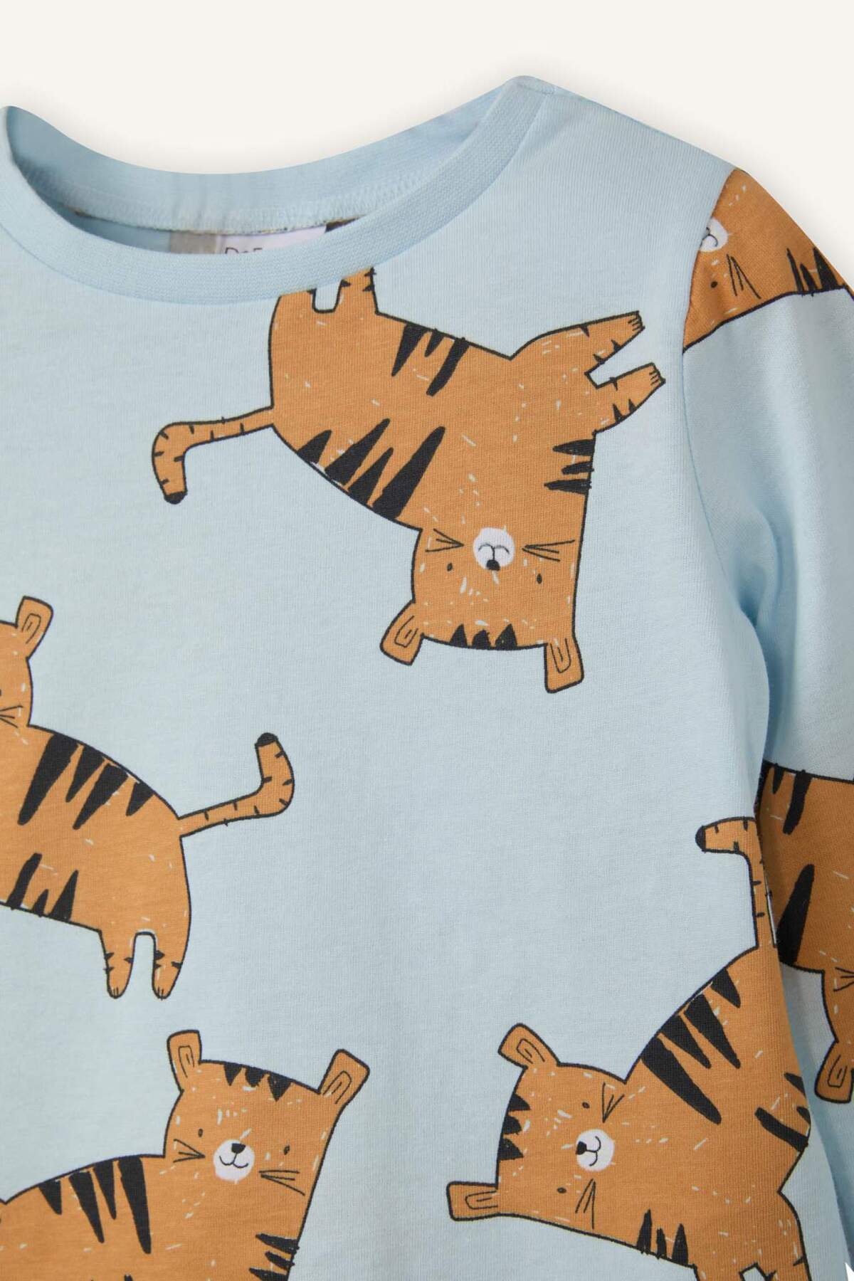 Defacto %100 Pamuklu Kaplan Desenli 2'li Pijama Takımı Erkek Bebek G8834A526SP fotoğrafı 3 (önizleme)