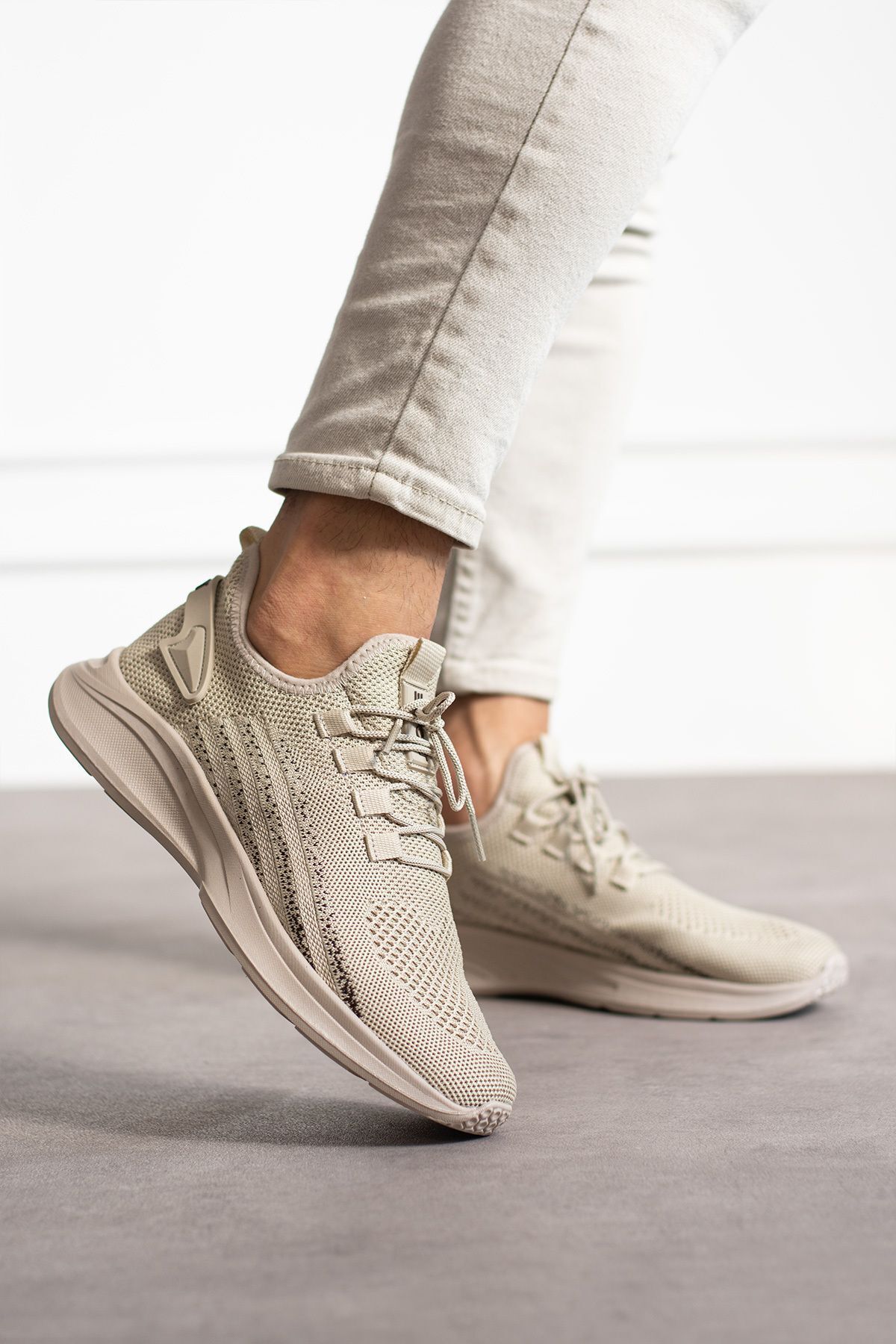 E SPORT  Bej Unisex Yürüyüş Hafif Triko Ayakkabı-015 - Görsel 3
