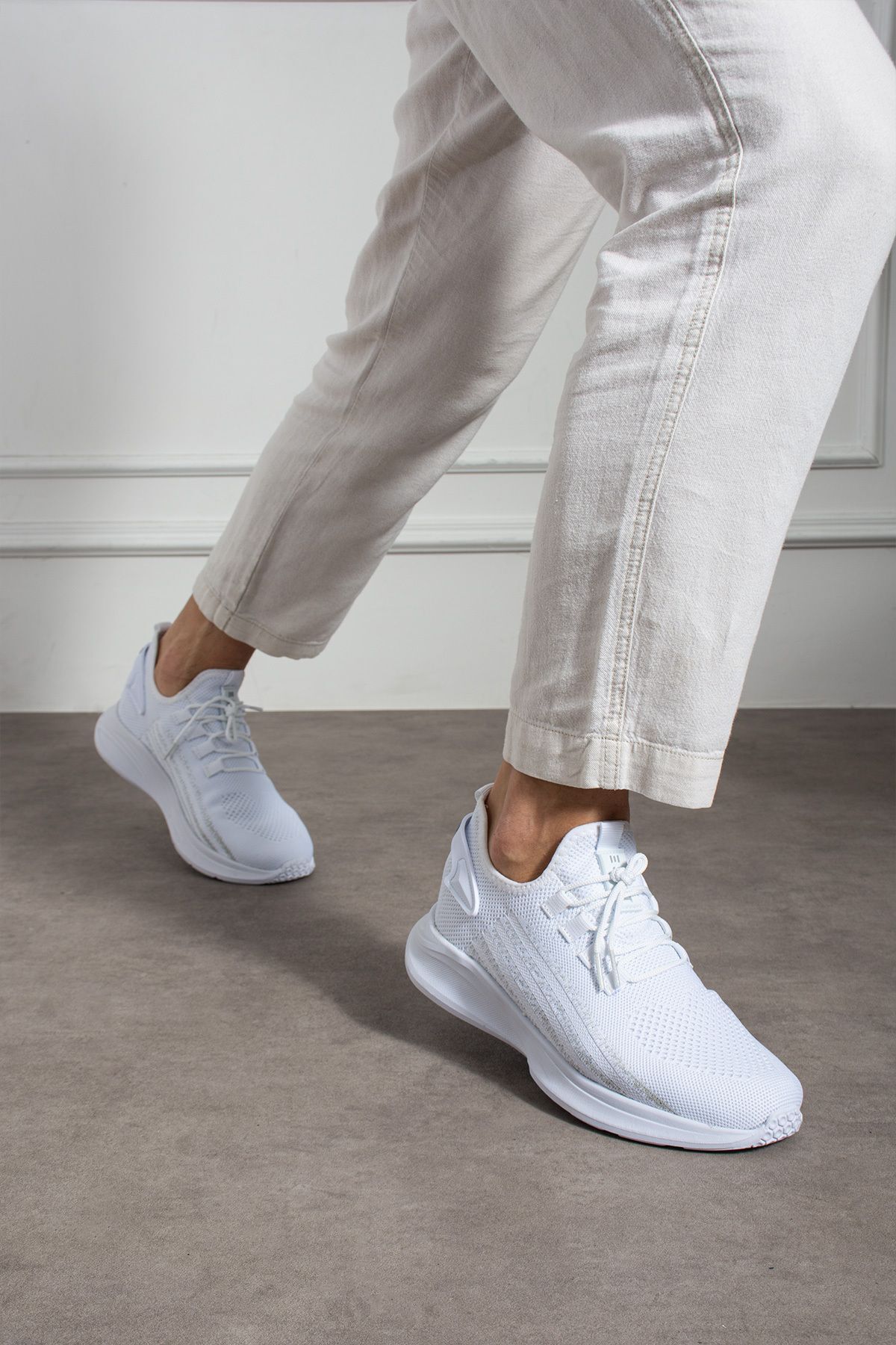 E SPORT  Beyaz Unisex Hafif Triko Sneaker Ortopedi Ayakkabı-015 - Görsel 5