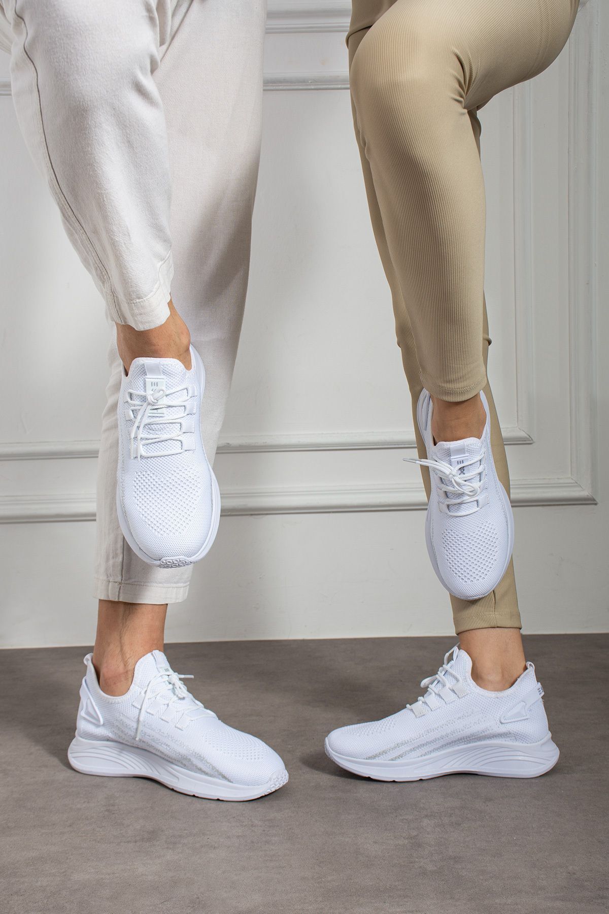 E SPORT  Beyaz Unisex Hafif Triko Sneaker Ortopedi Ayakkabı-015 - Görsel 4