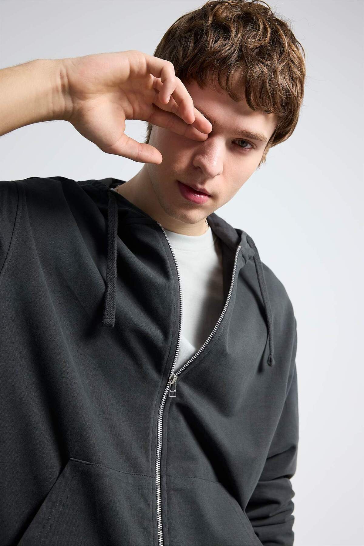 Defacto  %100 Pamuk Fermuarlı Sweatshirt F9812AX26SP - Görsel 4