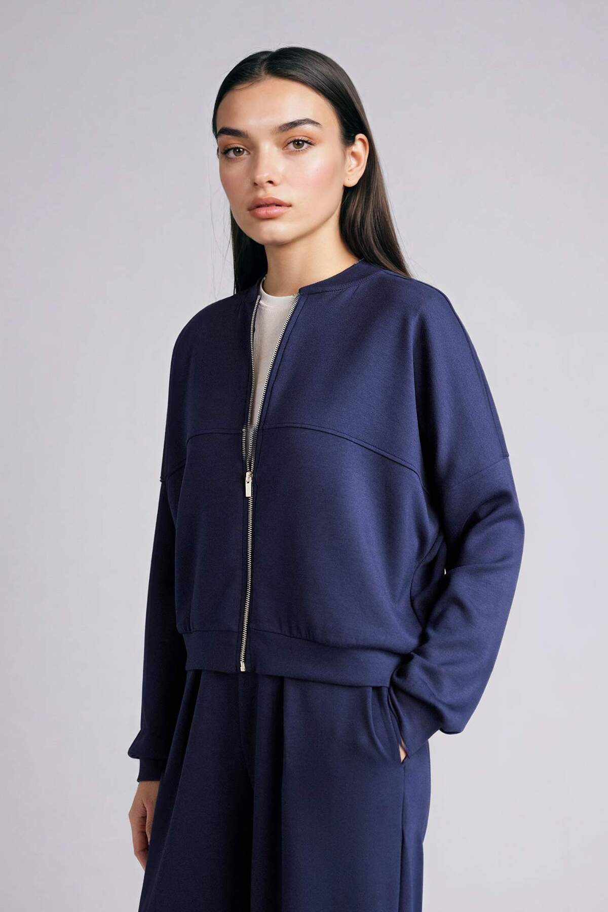 Defacto  Relax Fıt Yarım Balıkçı Yaka Basıc Düz Hırka G8506AX26SP - Görsel 3