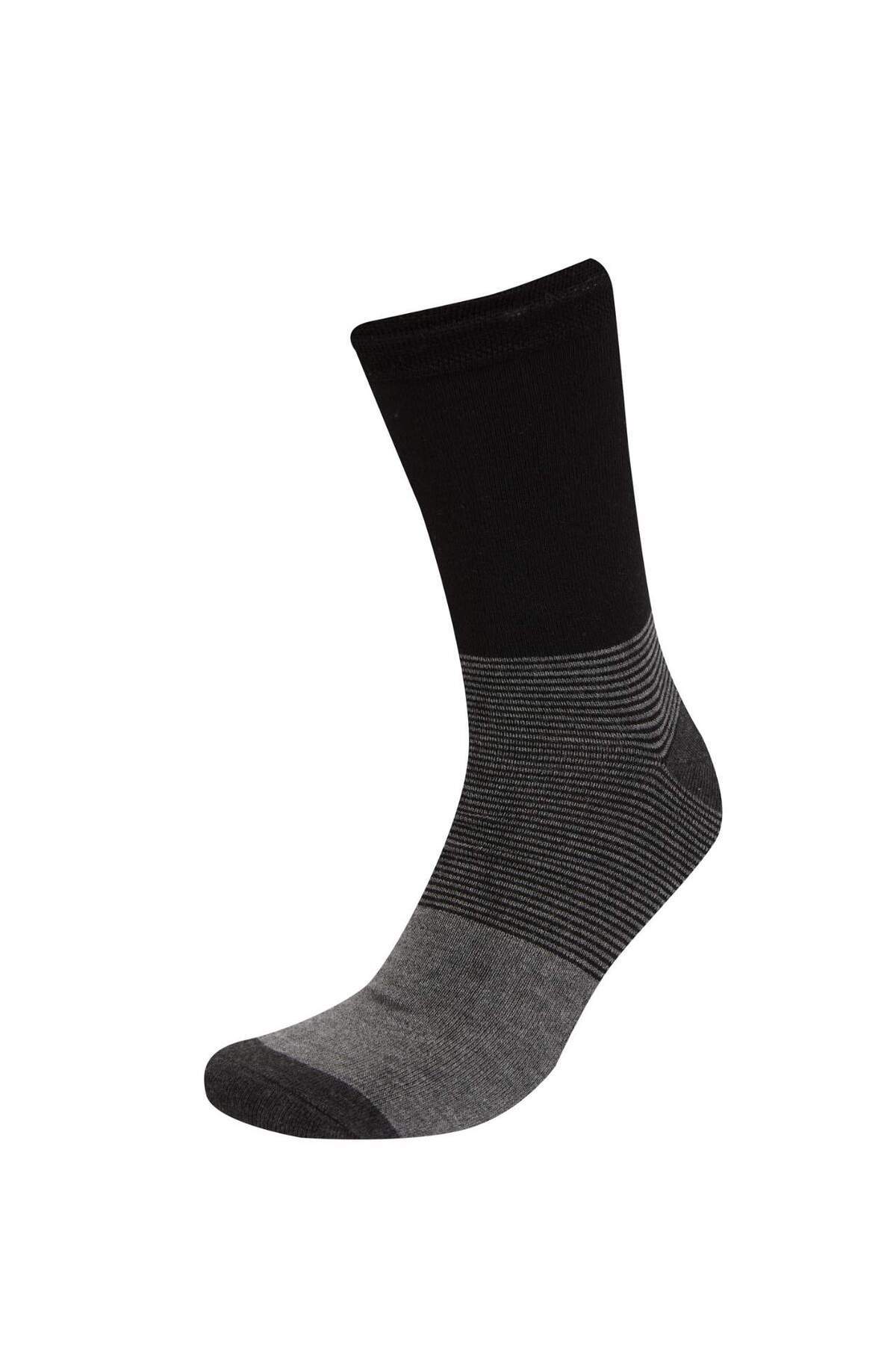 Defacto  Erkek Çizgili Dikişsiz 3lü Bambu Uzun Çorap C6681AXNS - Görsel 3
