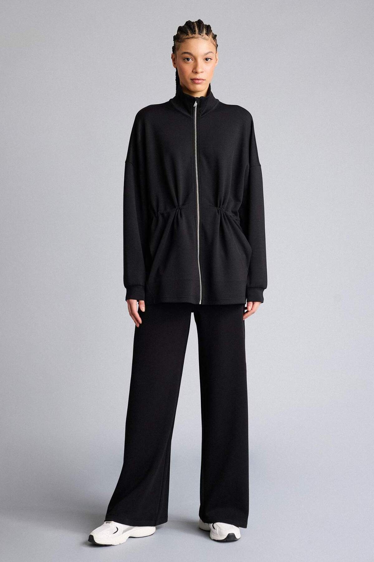 Defacto  Long Fıt Dik Yaka Modal Hırka G2602AX26SP - Görsel 5