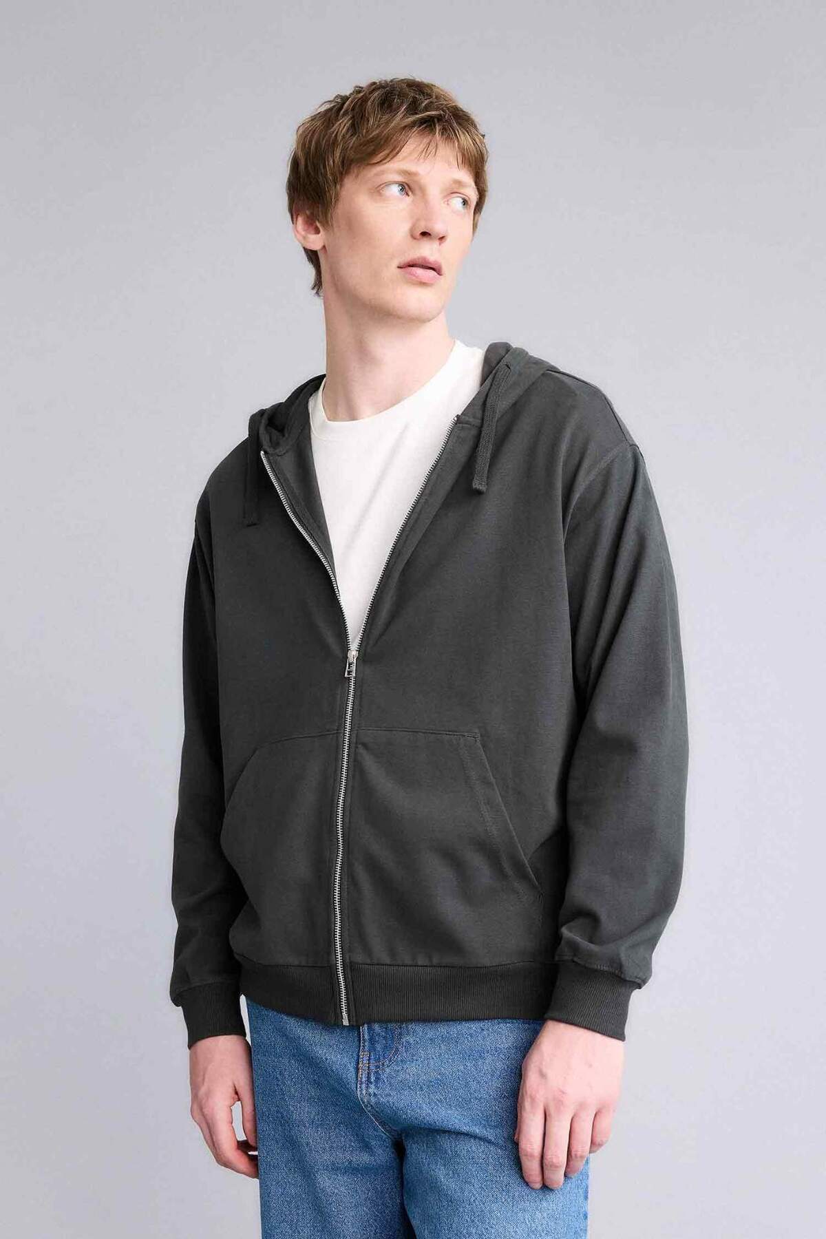 Defacto  %100 Pamuk Fermuarlı Sweatshirt F9812AX26SP - Görsel 5