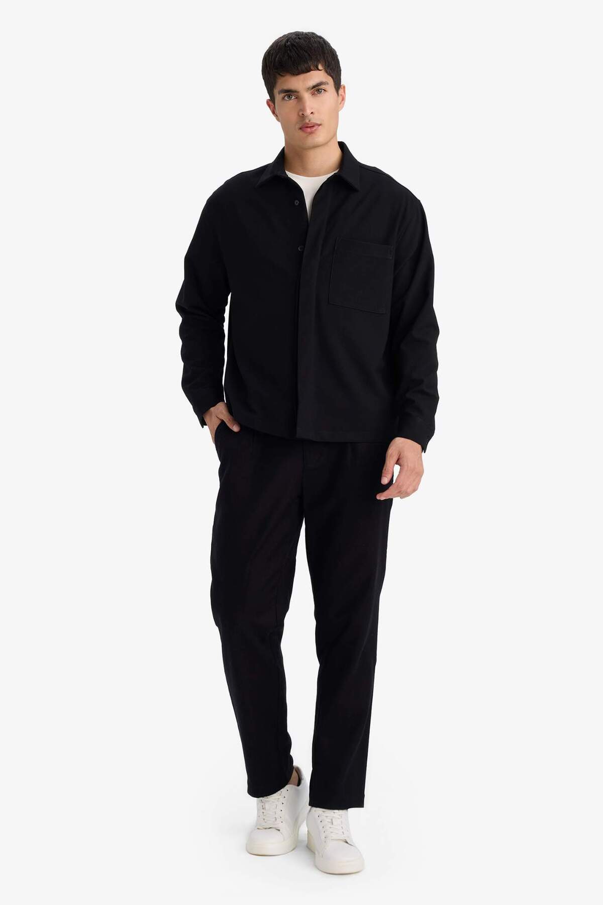 Poplin Uzun Kollu Gömlek G6253AX25WN — مشکی — تصویر 2 از 5