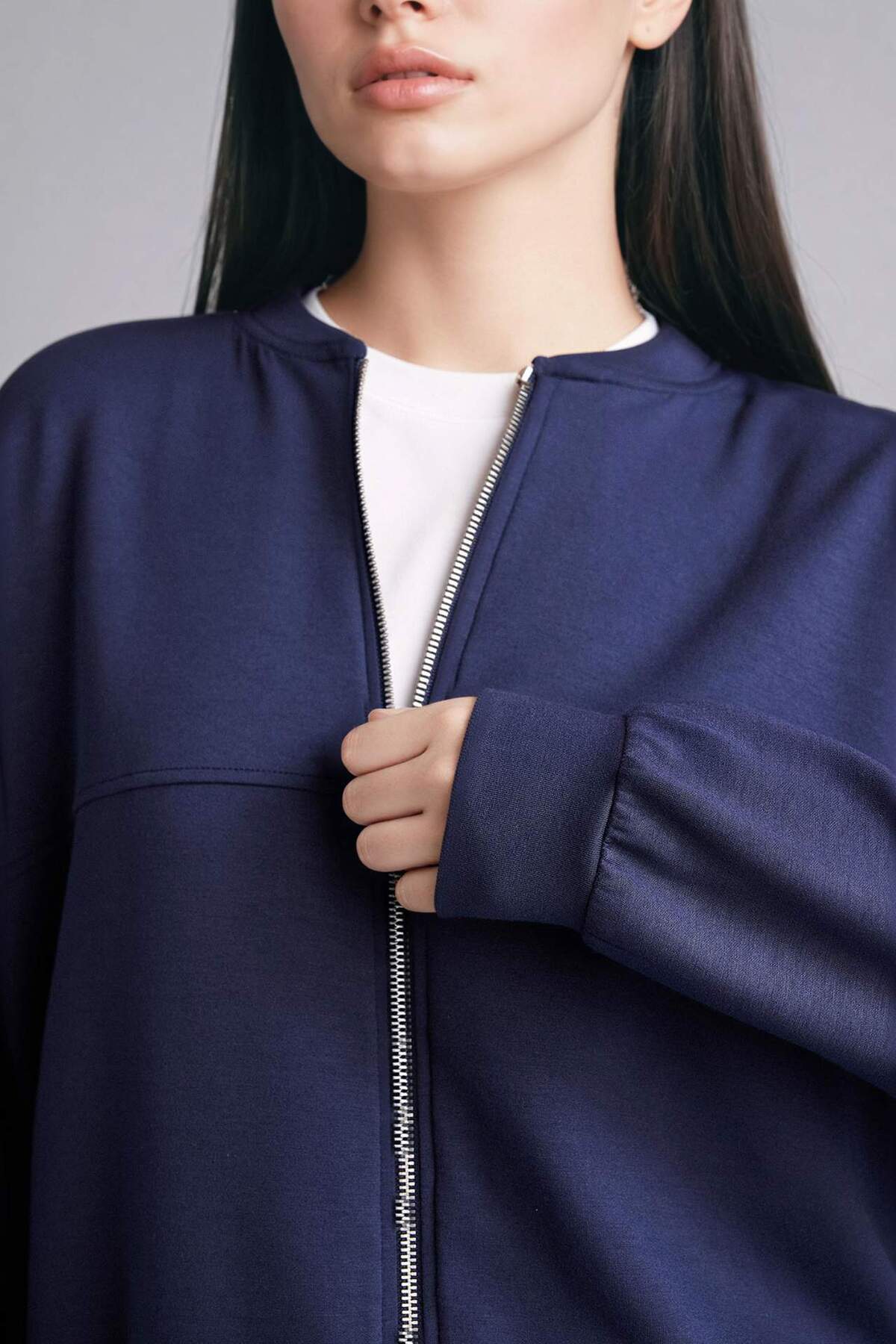 Defacto  Relax Fıt Yarım Balıkçı Yaka Basıc Düz Hırka G8506AX26SP - Görsel 4