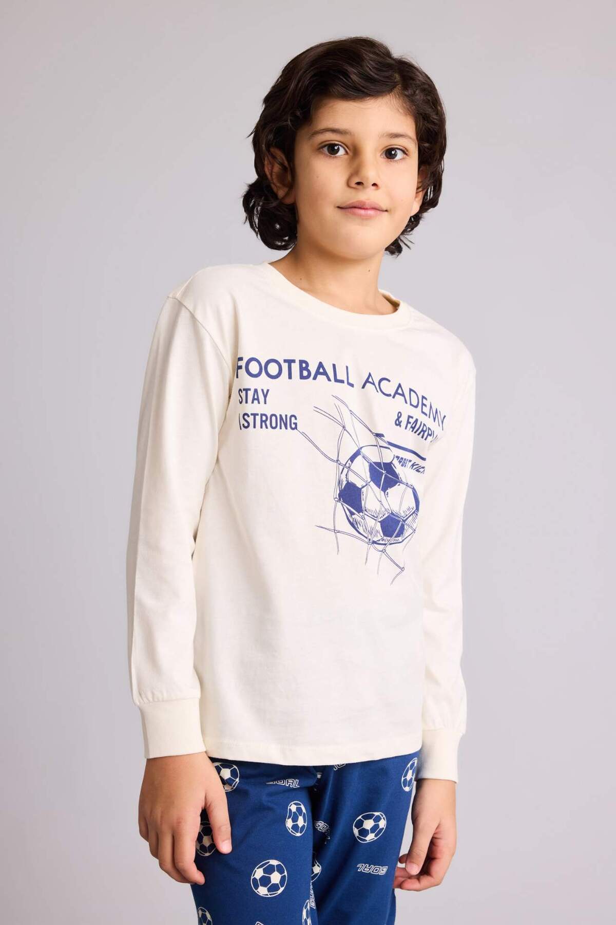 Defacto %100 Pamuklu Spor Baskılı Beli Lastikli Pijama Takımı Erkek Çocuk G9973A826SP fotoğrafı 3 (önizleme)