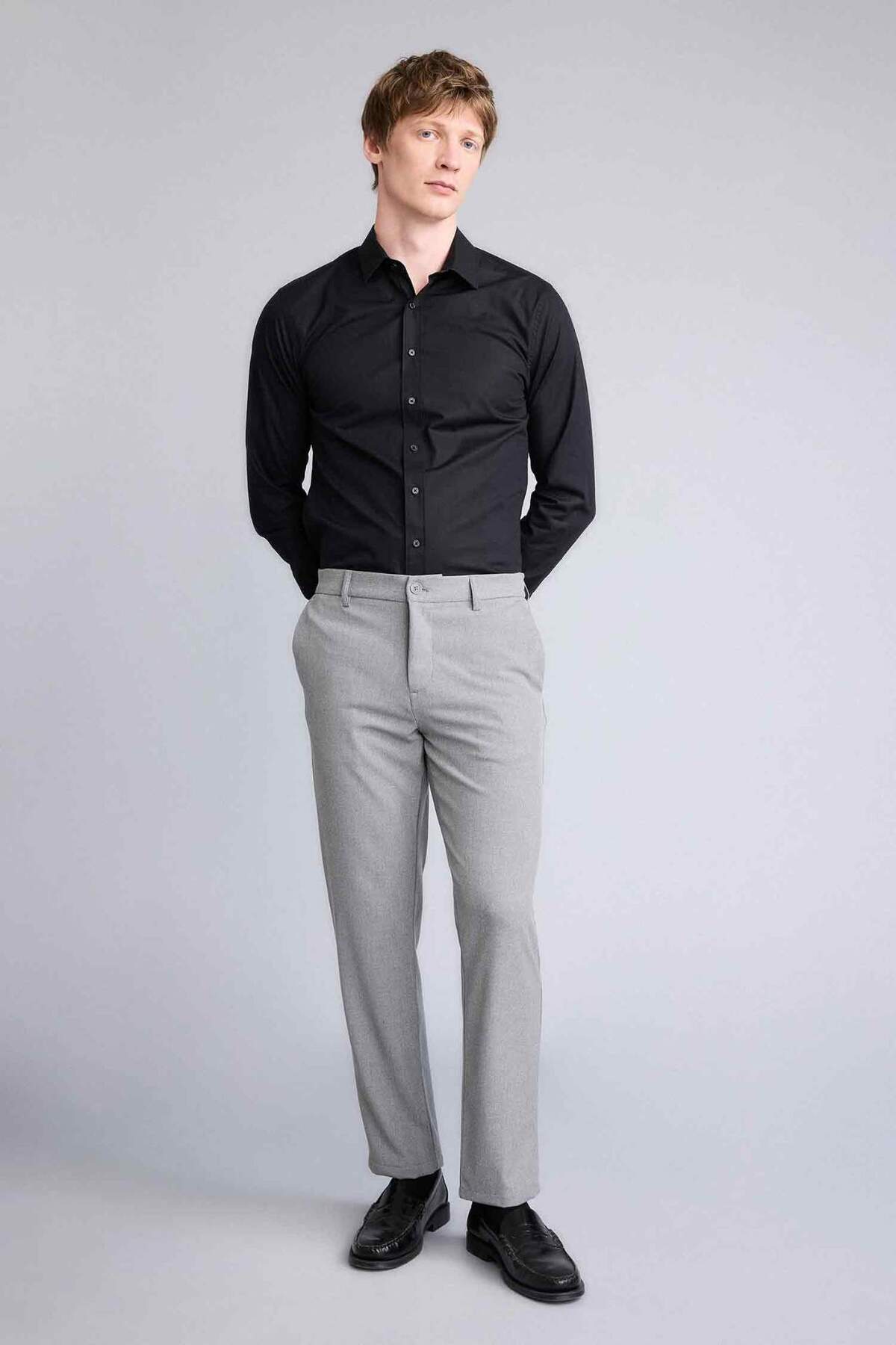 Tailored Fit Düz Paça Pantolon B8577AX26SP — خاکستری — تصویر 4 از 8