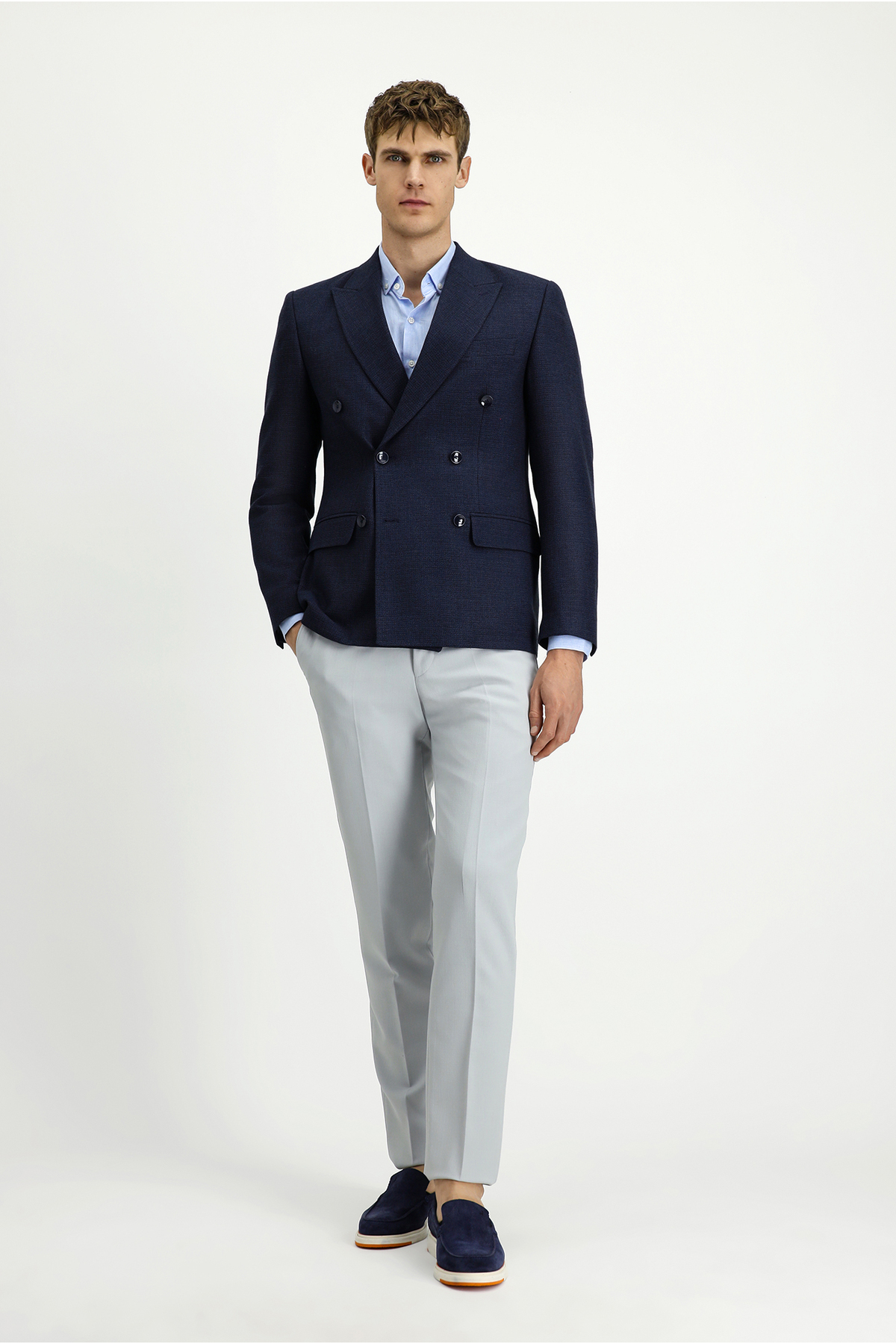 Kiğılı  7 Drop Slim Fit Dar Kesim Desenli Kruvaze Ceket - Görsel 2