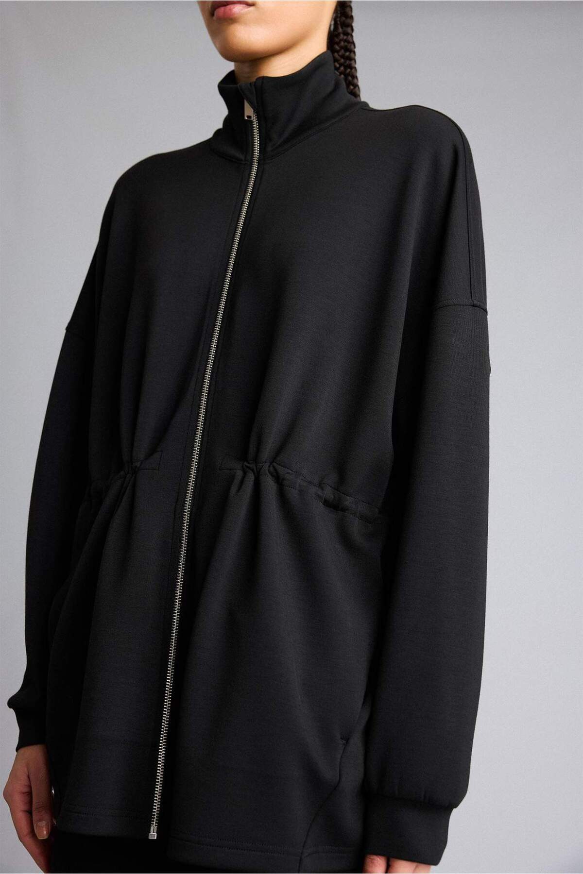 Defacto  Long Fıt Dik Yaka Modal Hırka G2602AX26SP - Görsel 7