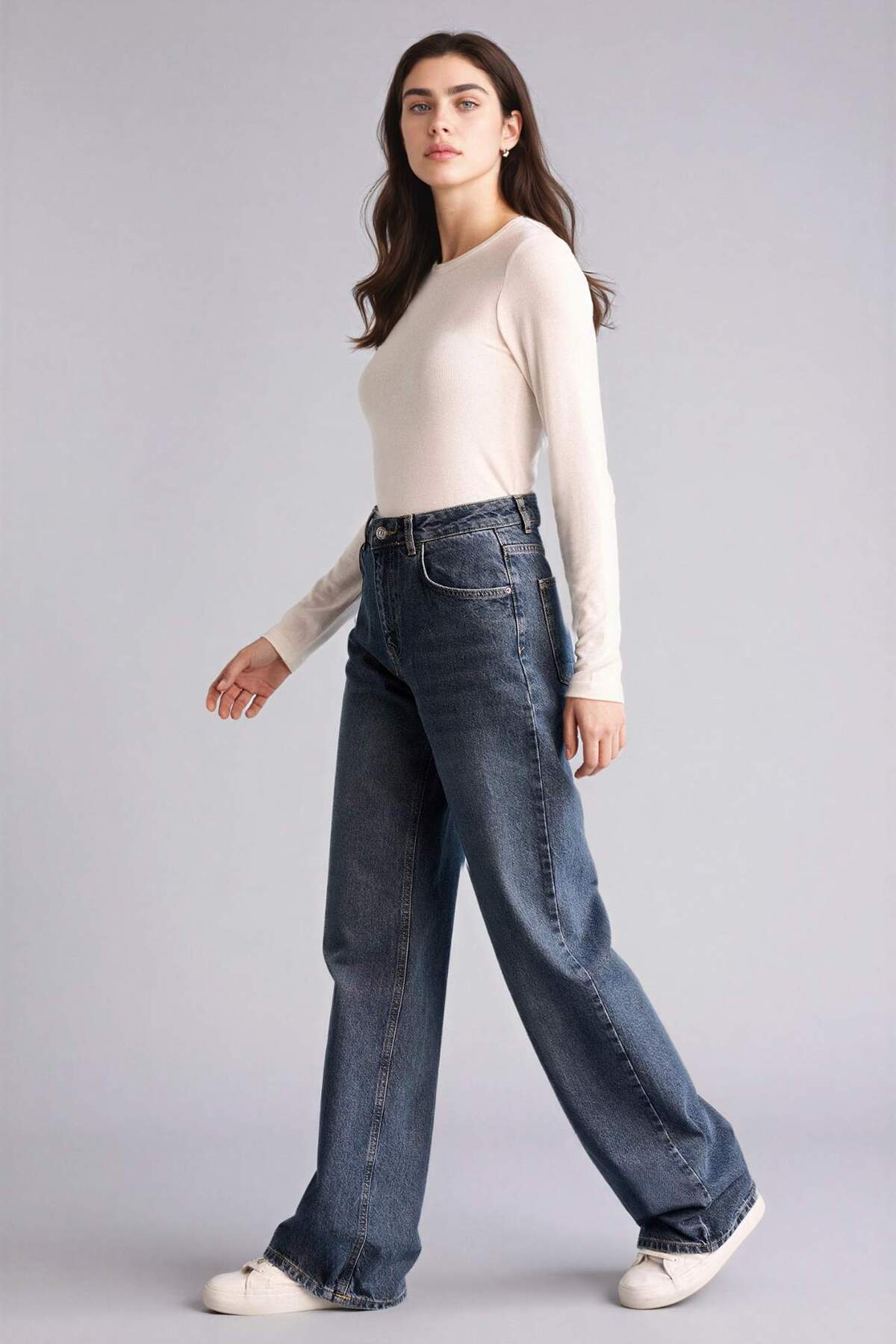 Defacto  %100 Pamuk Straıght Wıde Yüksek Bel Jean Pantolon G8849AX26SP - Görsel 2