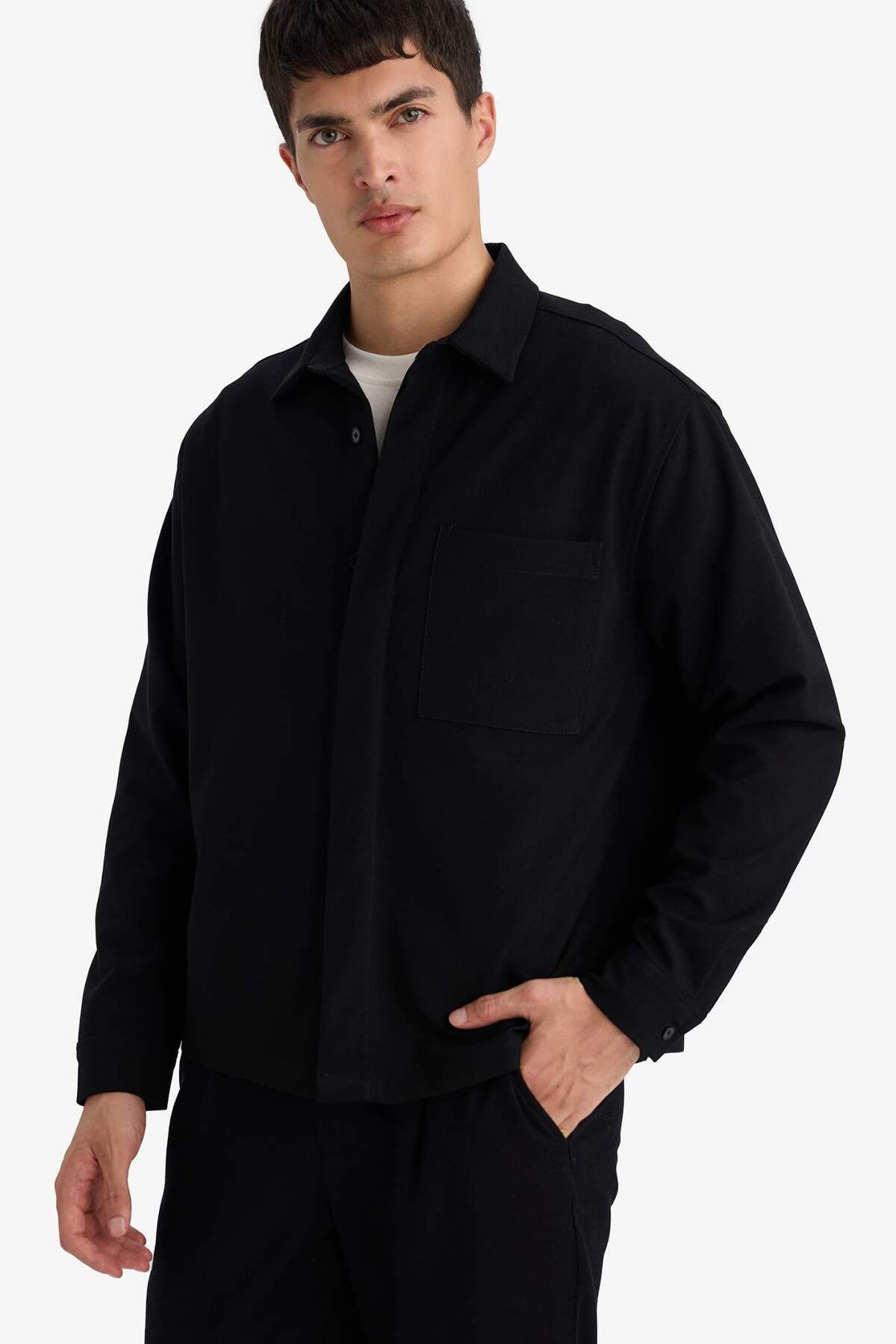 DeFacto Poplin Uzun Kollu Gömlek G6253AX25WN — مشکی
