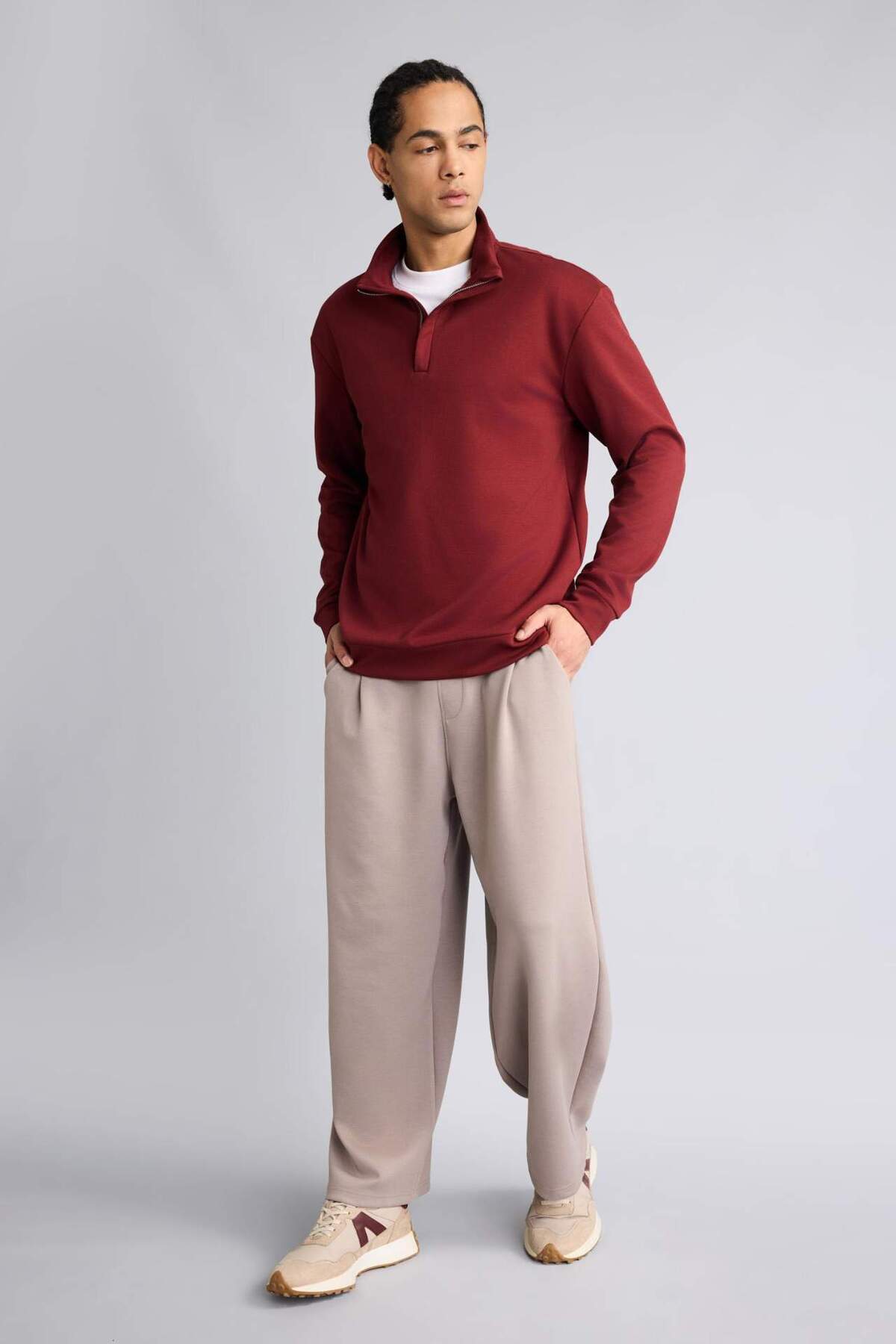 Ultra Yumuşak Standart Fit Modal Sweatshirt G8148AX25WN — زرشکی — تصویر 2 از 8