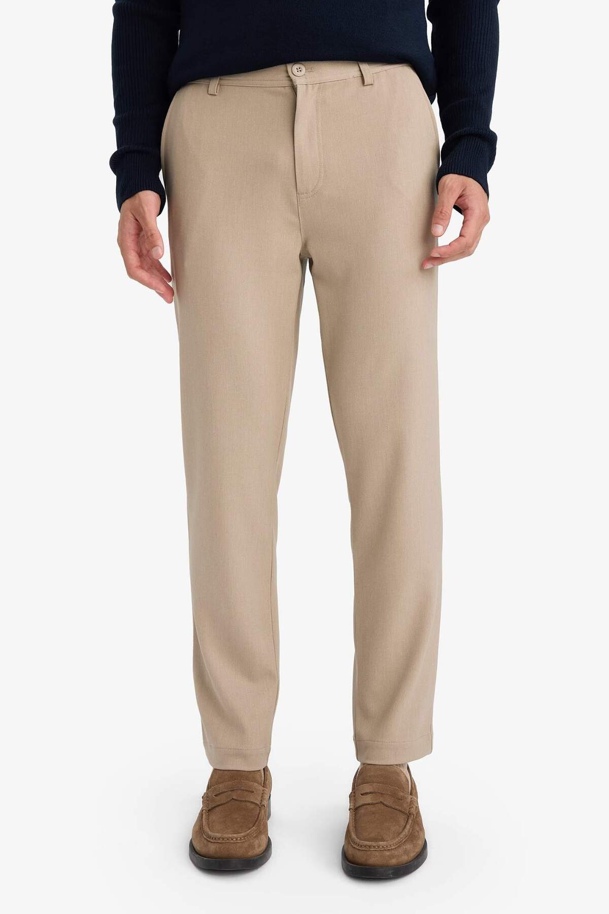 Tailored Fit Düz Paça Her Yöne Esneyen Yumuşak Tuşe Cepli Pantolon C7508AX26SP — بژ — تصویر 3 از 5