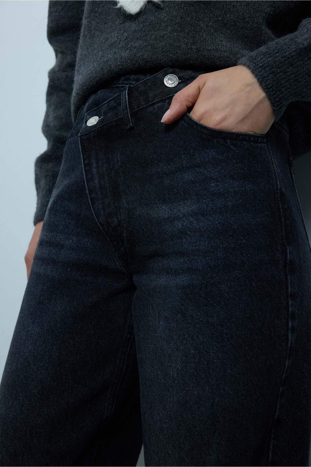 DeFacto %100 Pamuk Wıde Leg Jean Pantolon G9877AX26SP görsel 4