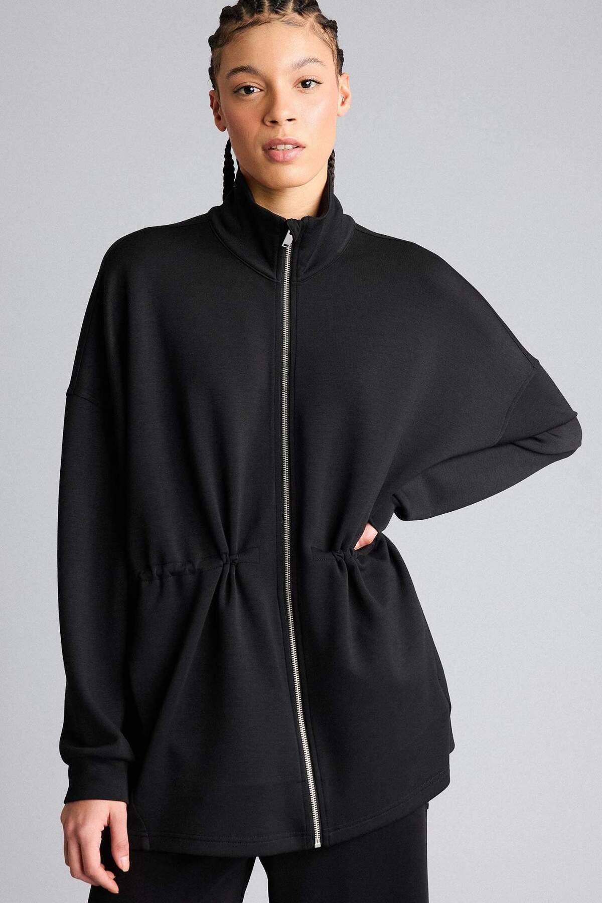 Defacto  Long Fıt Dik Yaka Modal Hırka G2602AX26SP - Görsel 4