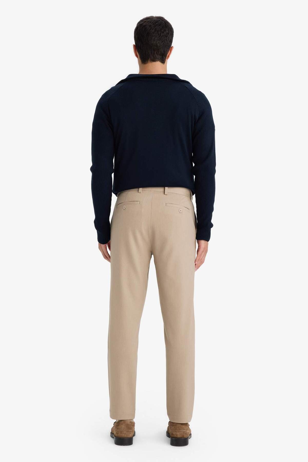 Tailored Fit Düz Paça Her Yöne Esneyen Yumuşak Tuşe Cepli Pantolon C7508AX26SP — بژ — تصویر 5 از 5